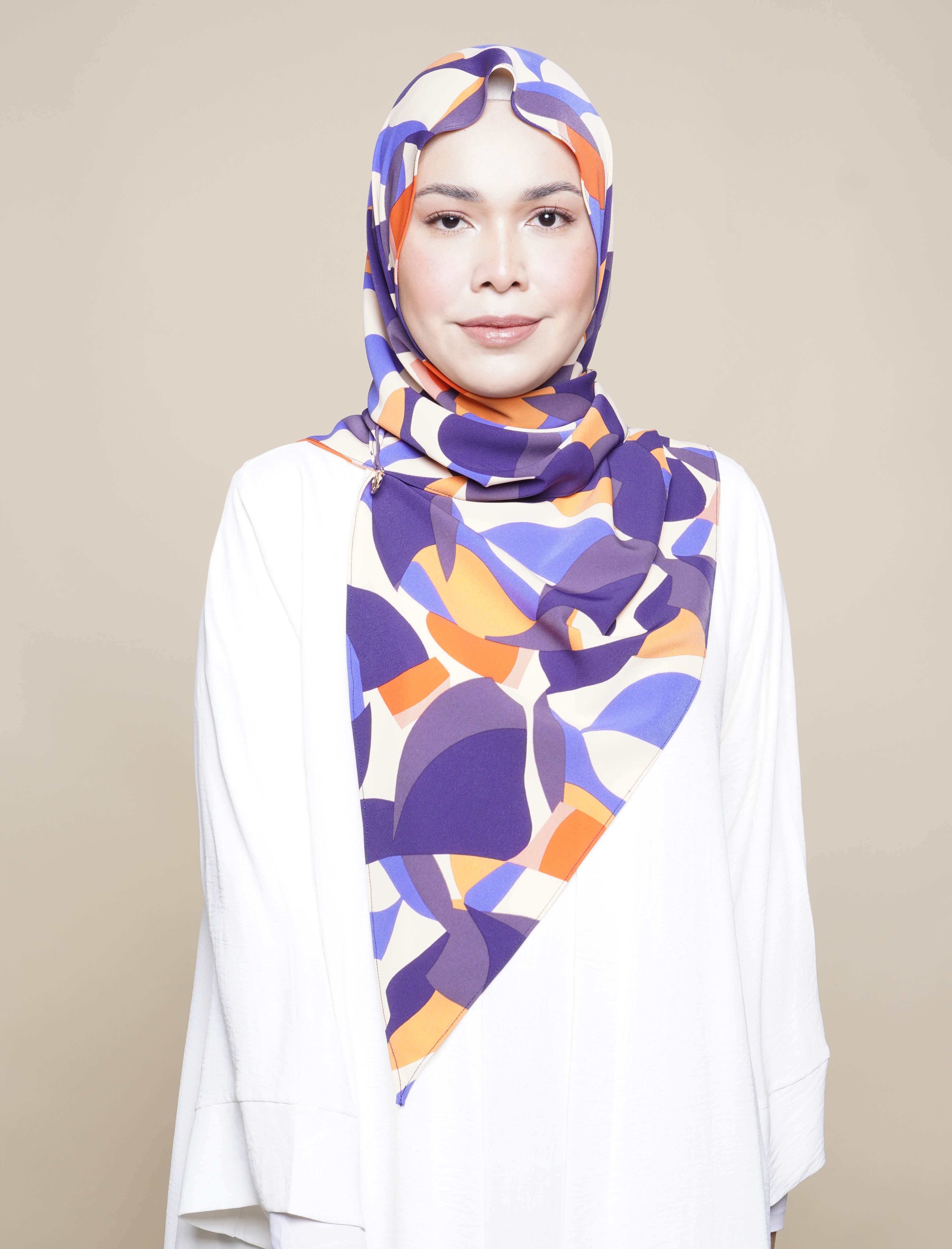 Geo Print Viscose Tri Scarf - Multicolour