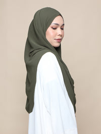 Khadijah Chiffon Crinkle - Army Green