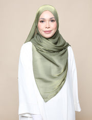 Shimmer Satin Shawl - Moss Green