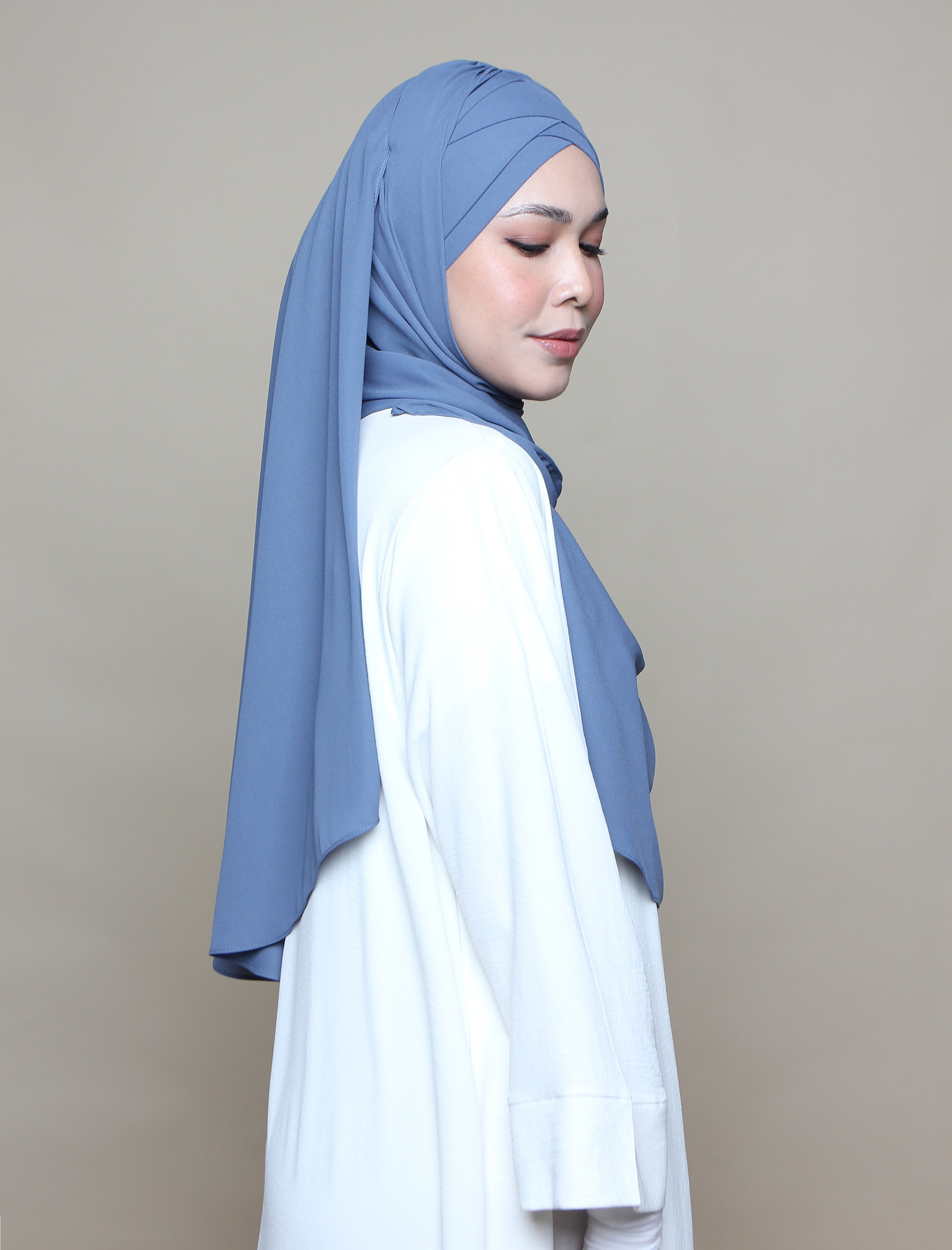 Soft Chiffon Lux Turban Shawl - Holland Blue