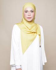 Embossed Satin Silk Lux Square Tri - Lemon