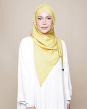 Embossed Satin Silk Lux Turban Tri - Lemon