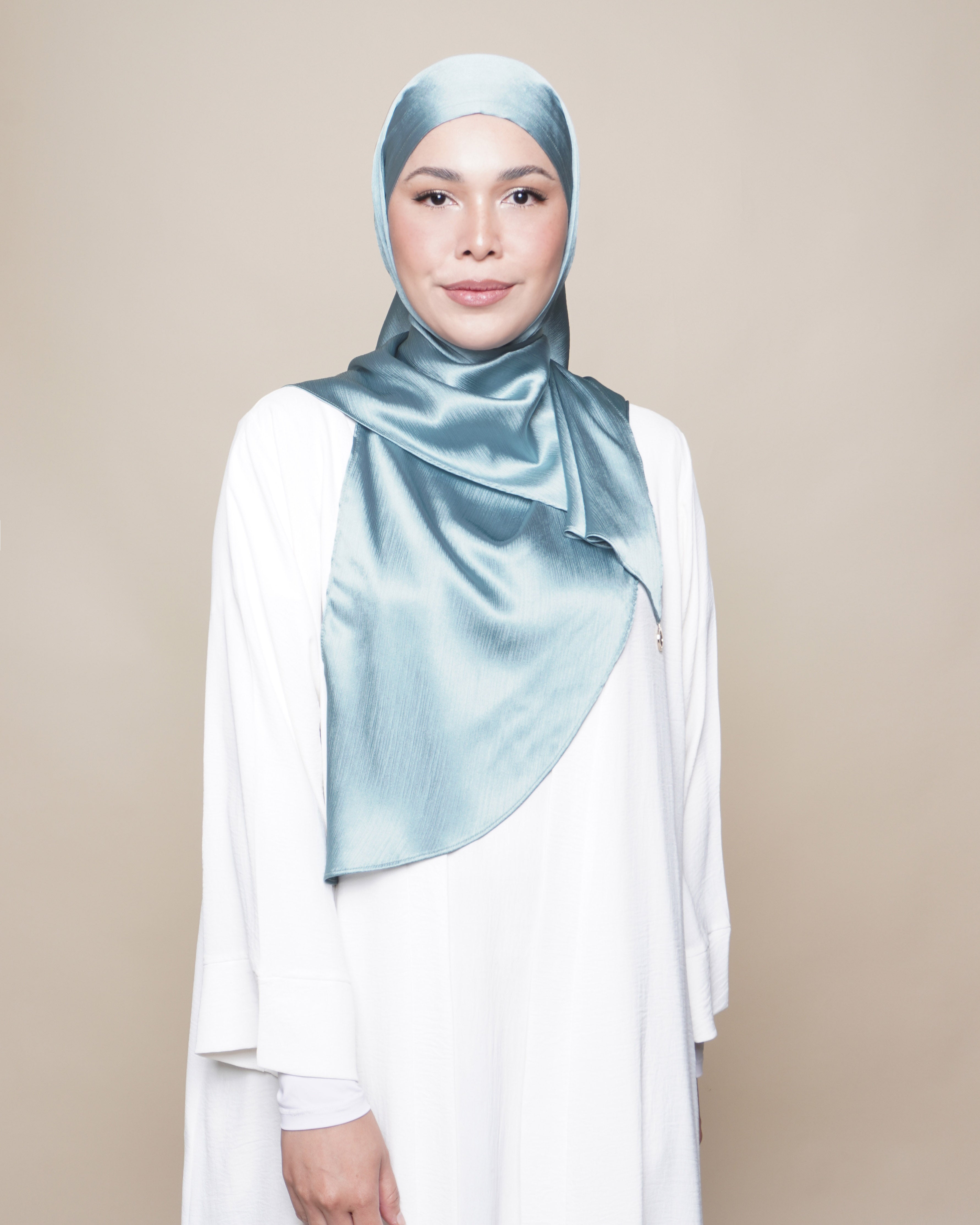 Jannah Crushed Satin Silk - Light Aqua