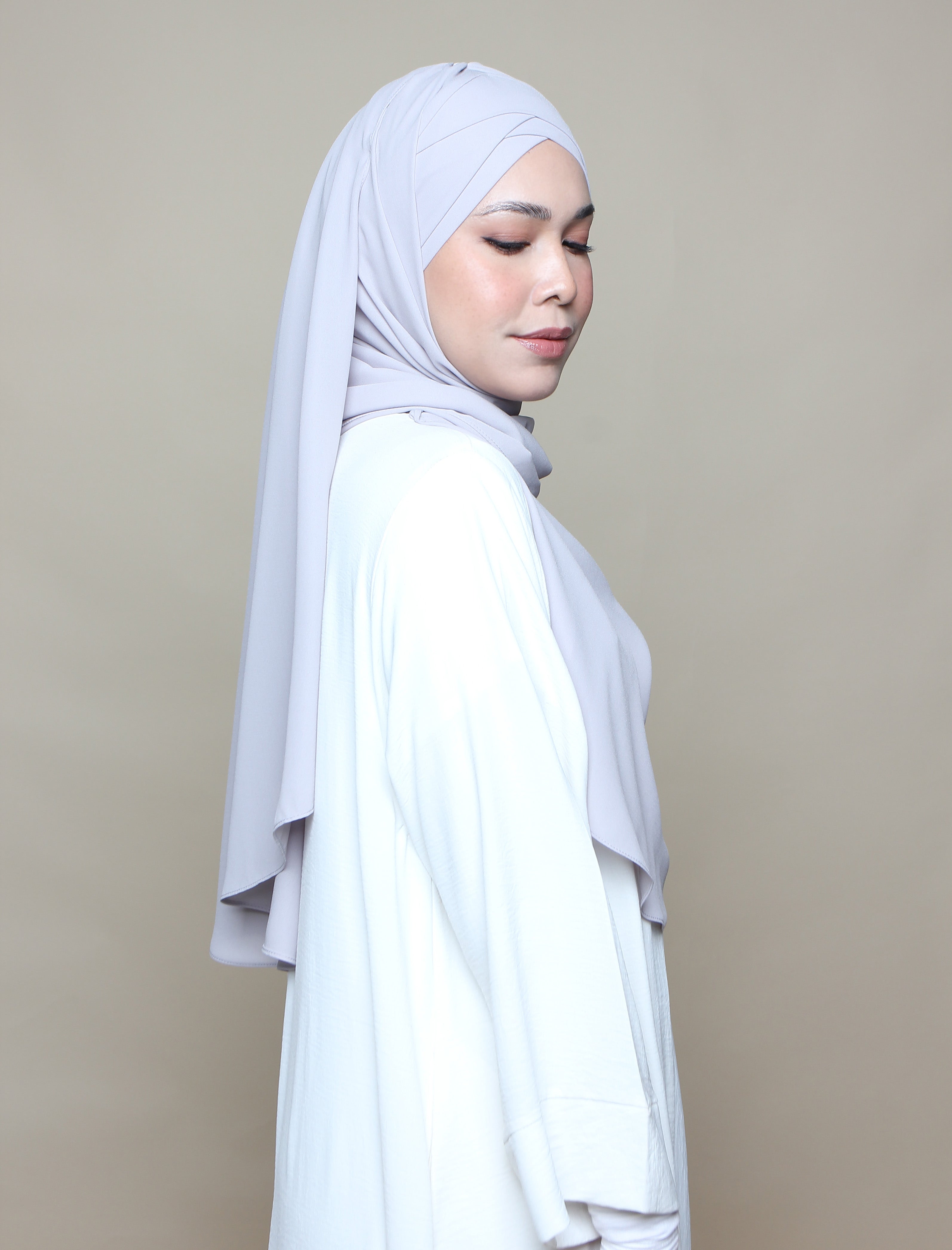 Soft Chiffon Lux Turban Shawl - Light Grey