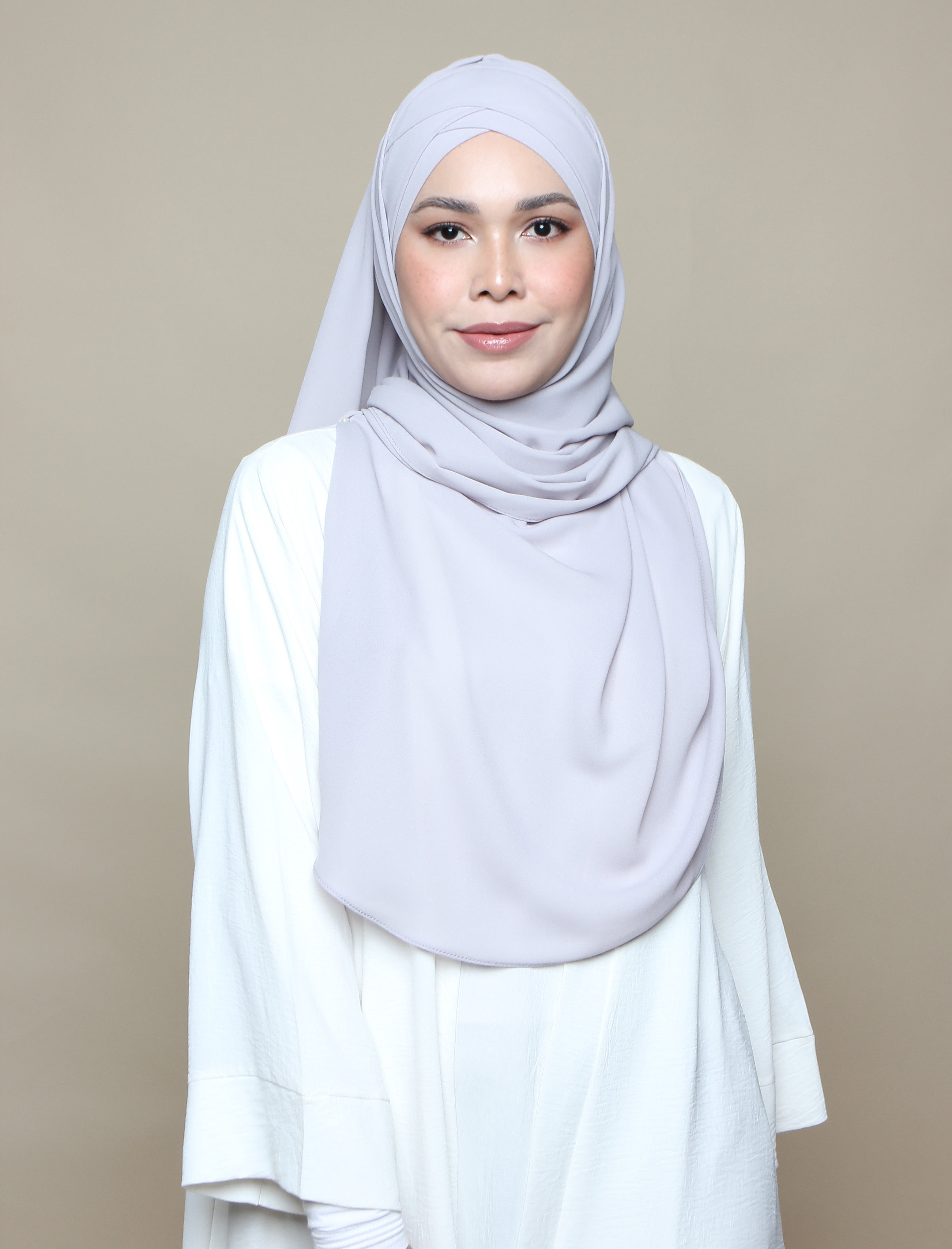 Soft Chiffon Lux Turban Shawl - Light Grey