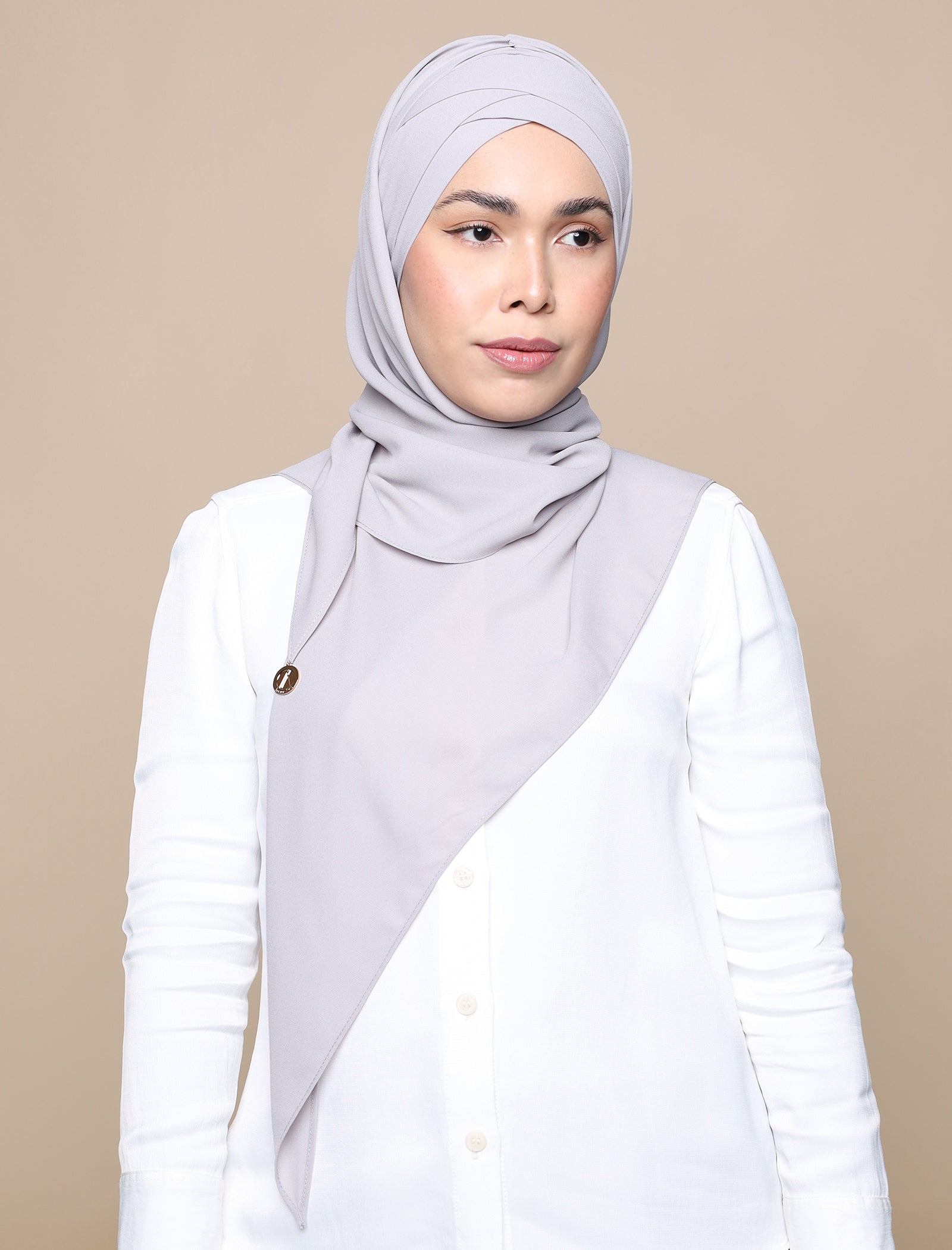 Korean Chiffon Tri Lux Turban - Light Grey