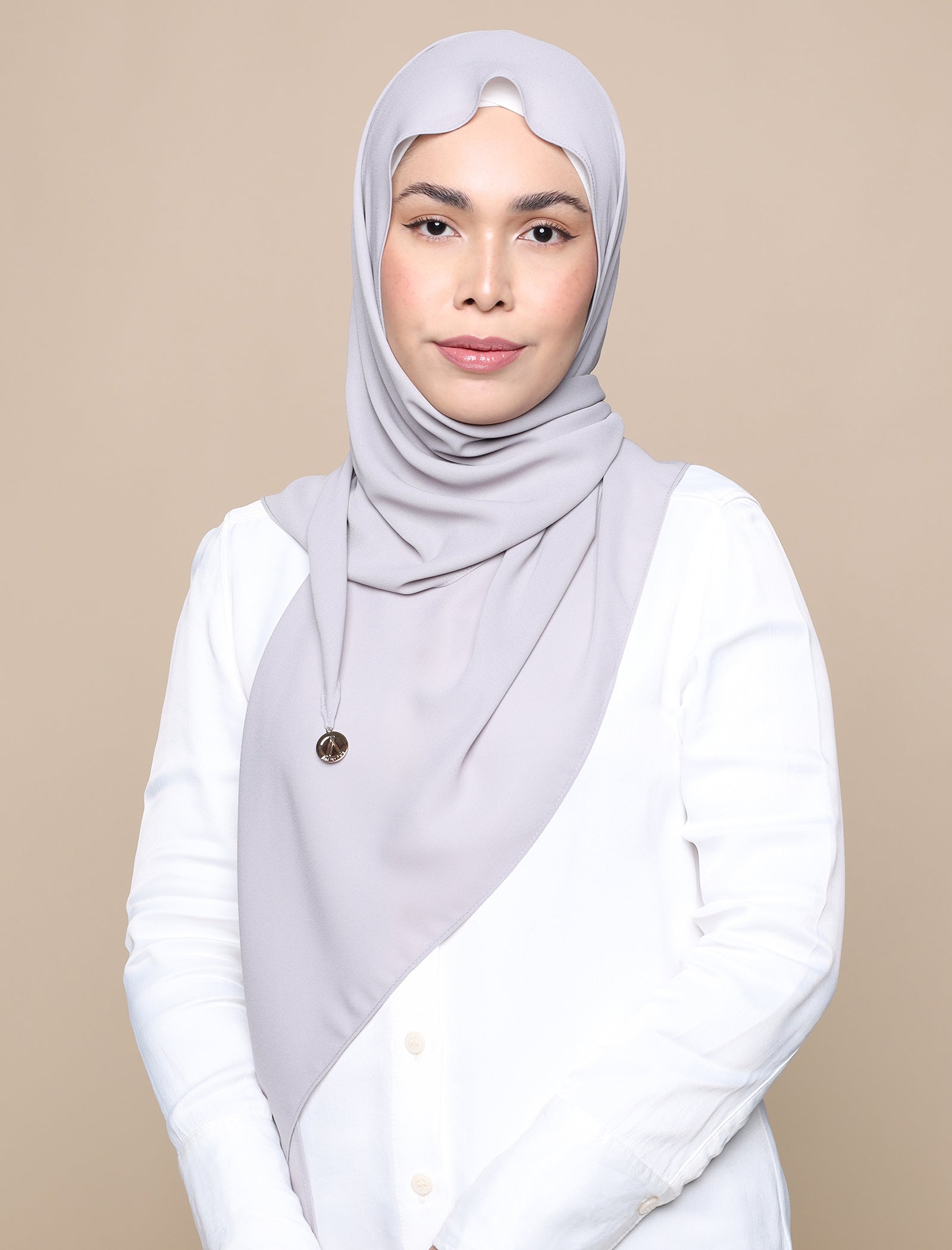 Korean Chiffon Tri Scarf - Light Grey