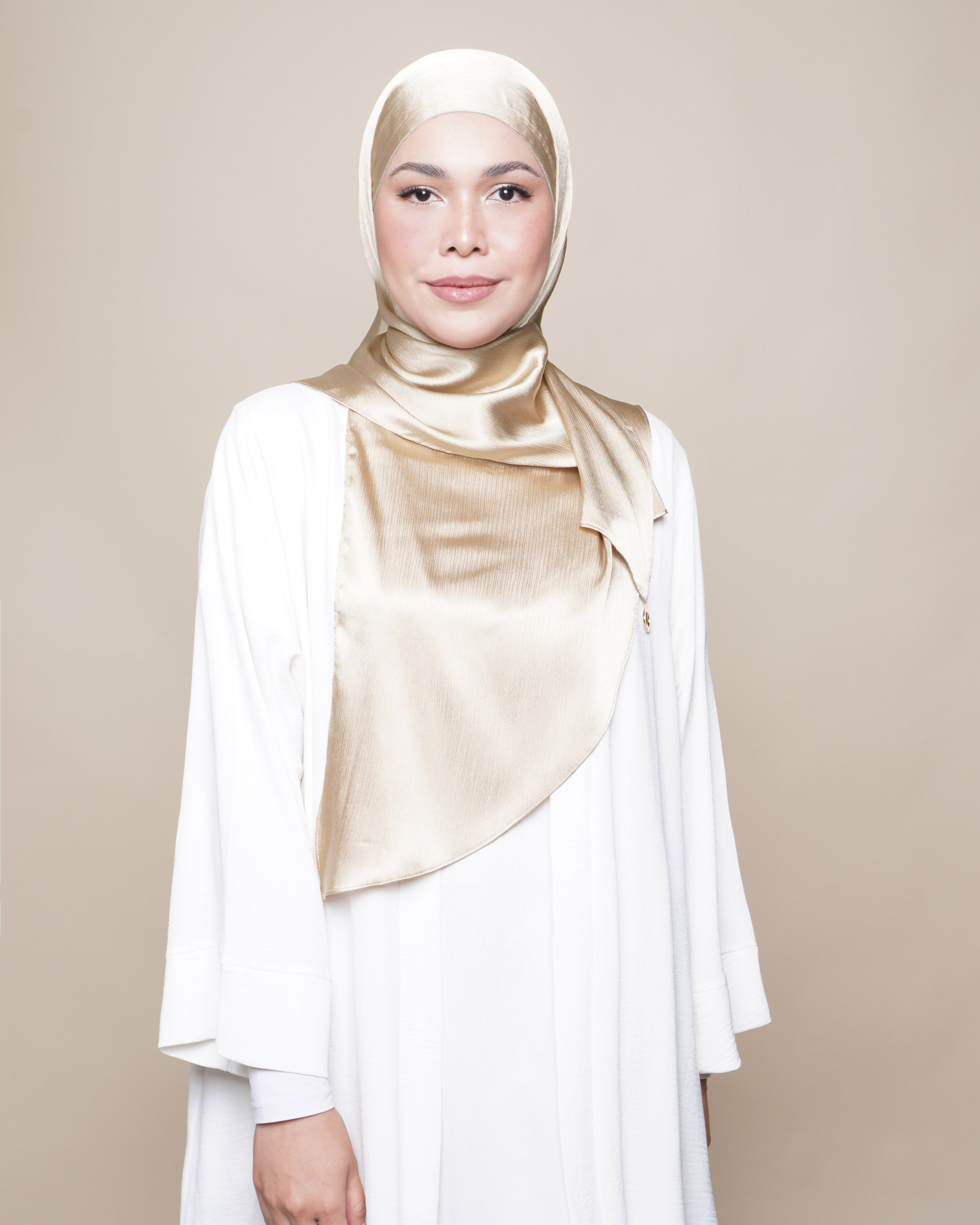 Jannah Crushed Satin Silk - Light Gold