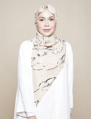 Marble Print Viscose Tri Scarf - Khaki