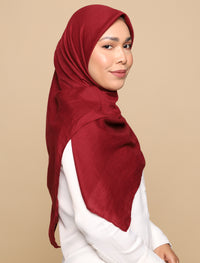 Herringbone Voile Square Scarf - Maroon