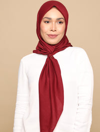 Herringbone Voile Square Scarf - Maroon