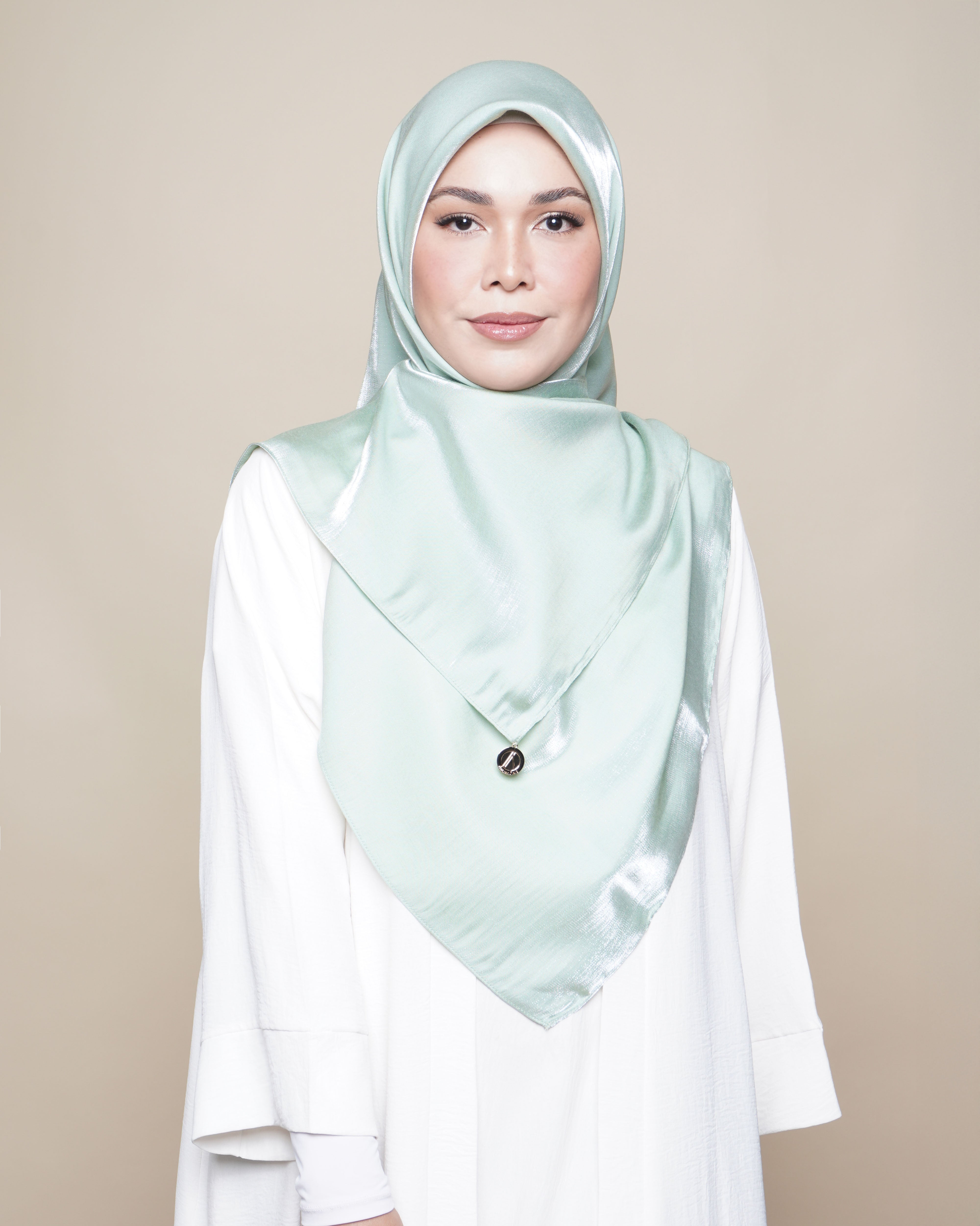 Glimmer Satin Square Scarf - Mint