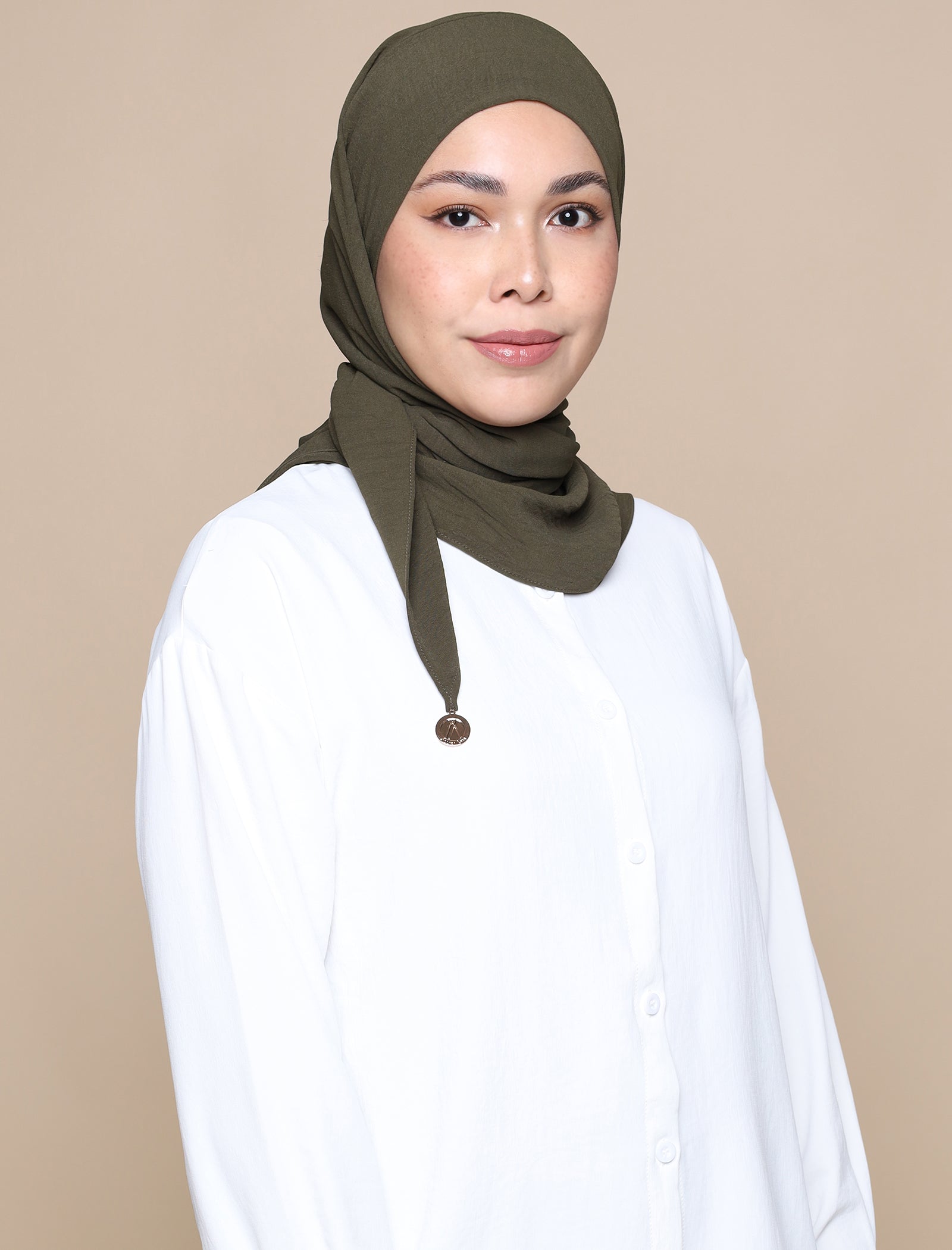 Soft Crepe Tri Lux Square - Moss Green