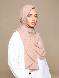 Milk Tea Gold Threaded Chiffon Curved Shawl
