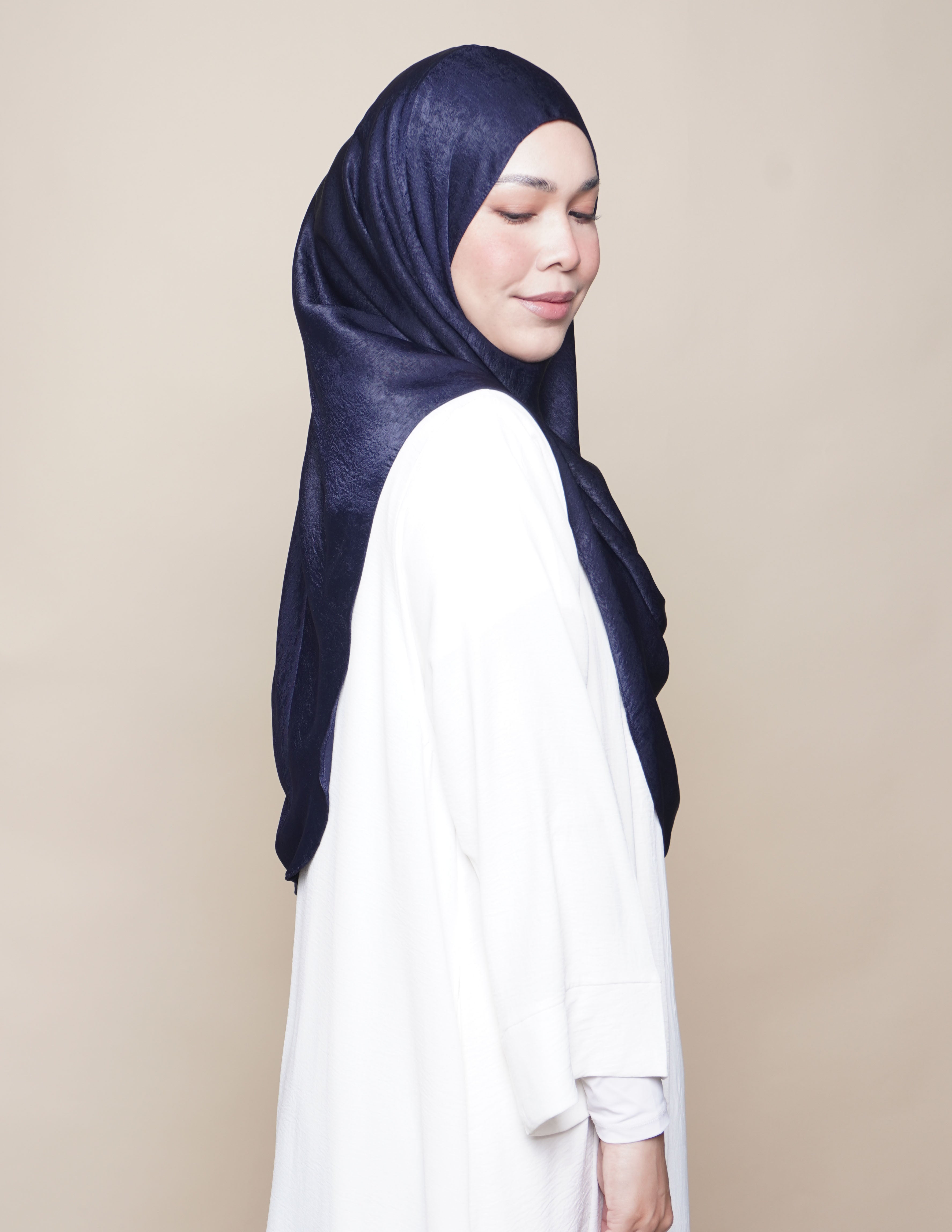 Khadijah Satin Crepe - Navy