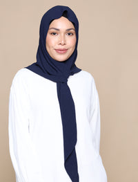 Soft Crepe Tri Scarf - Navy