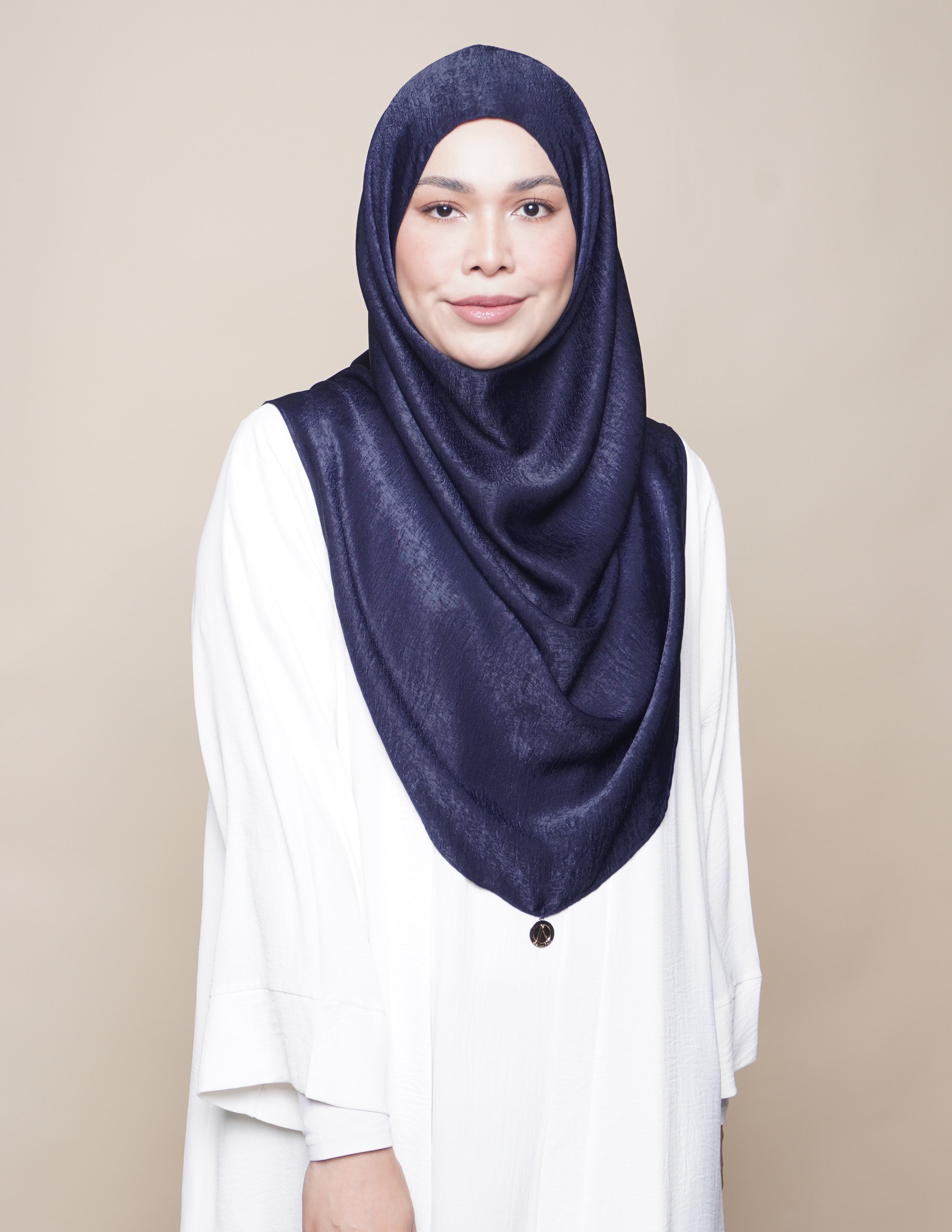 Khadijah Satin Crepe - Navy