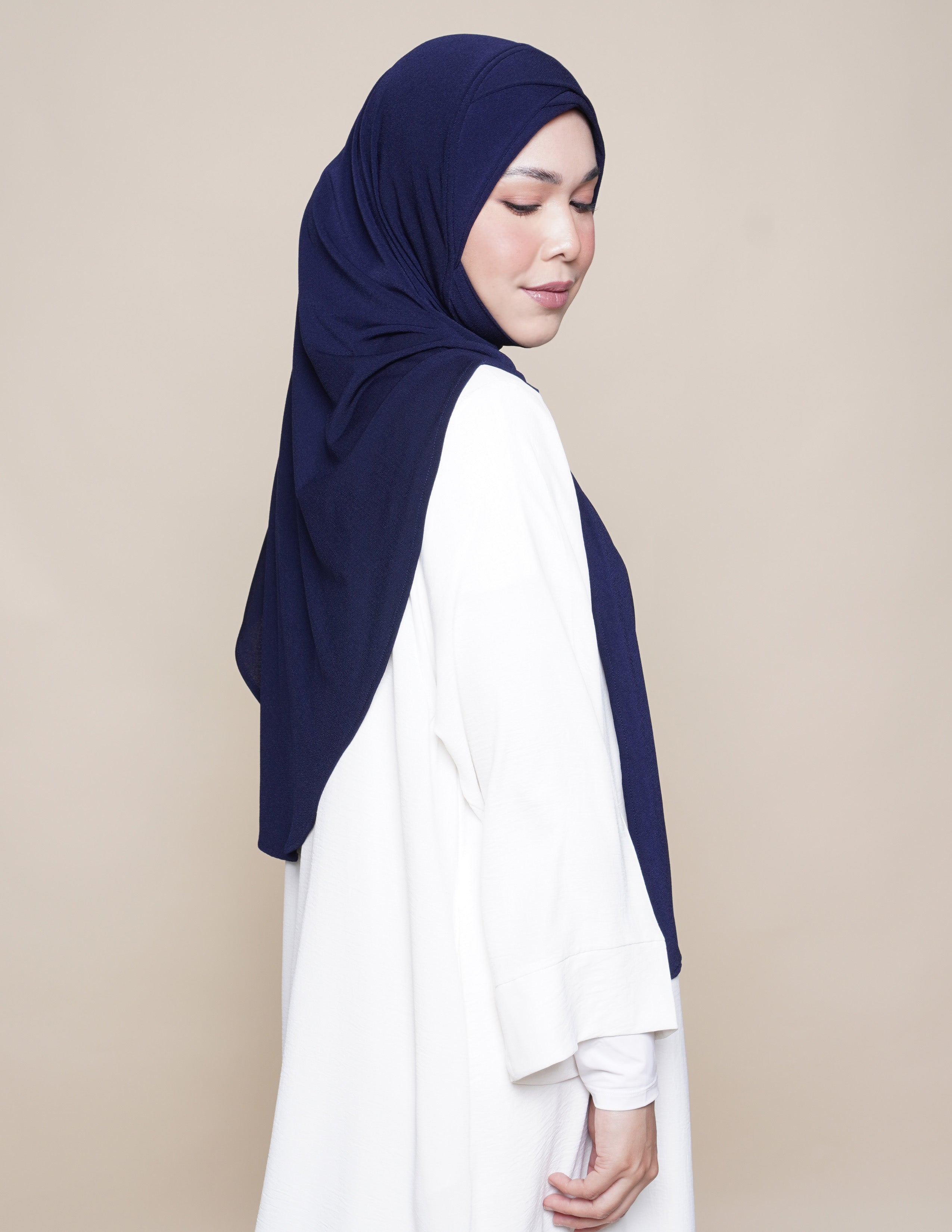Sarah Turban Moss Crepe - Navy