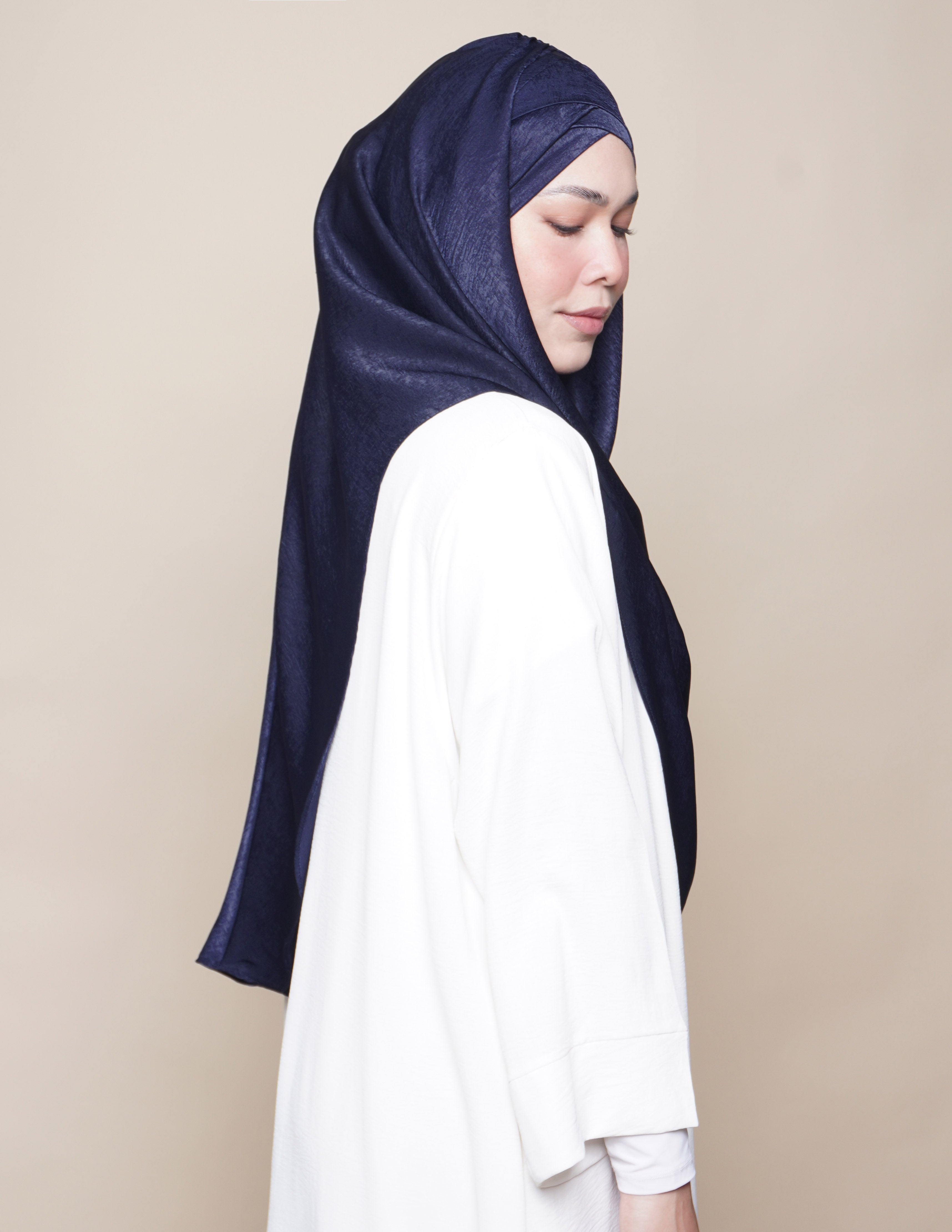 Khadijah Turban Satin Crepe - Navy