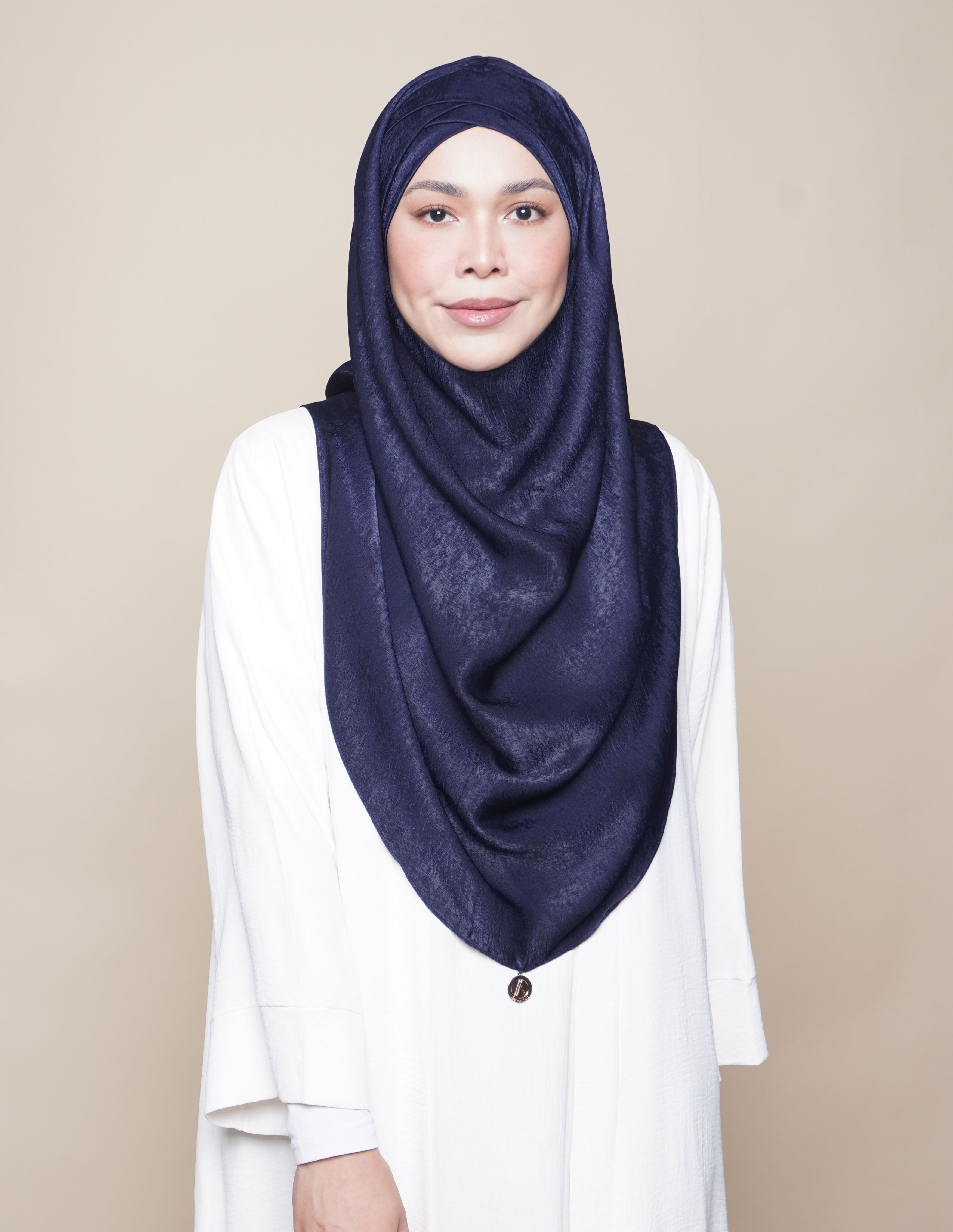 Khadijah Turban Satin Crepe - Navy