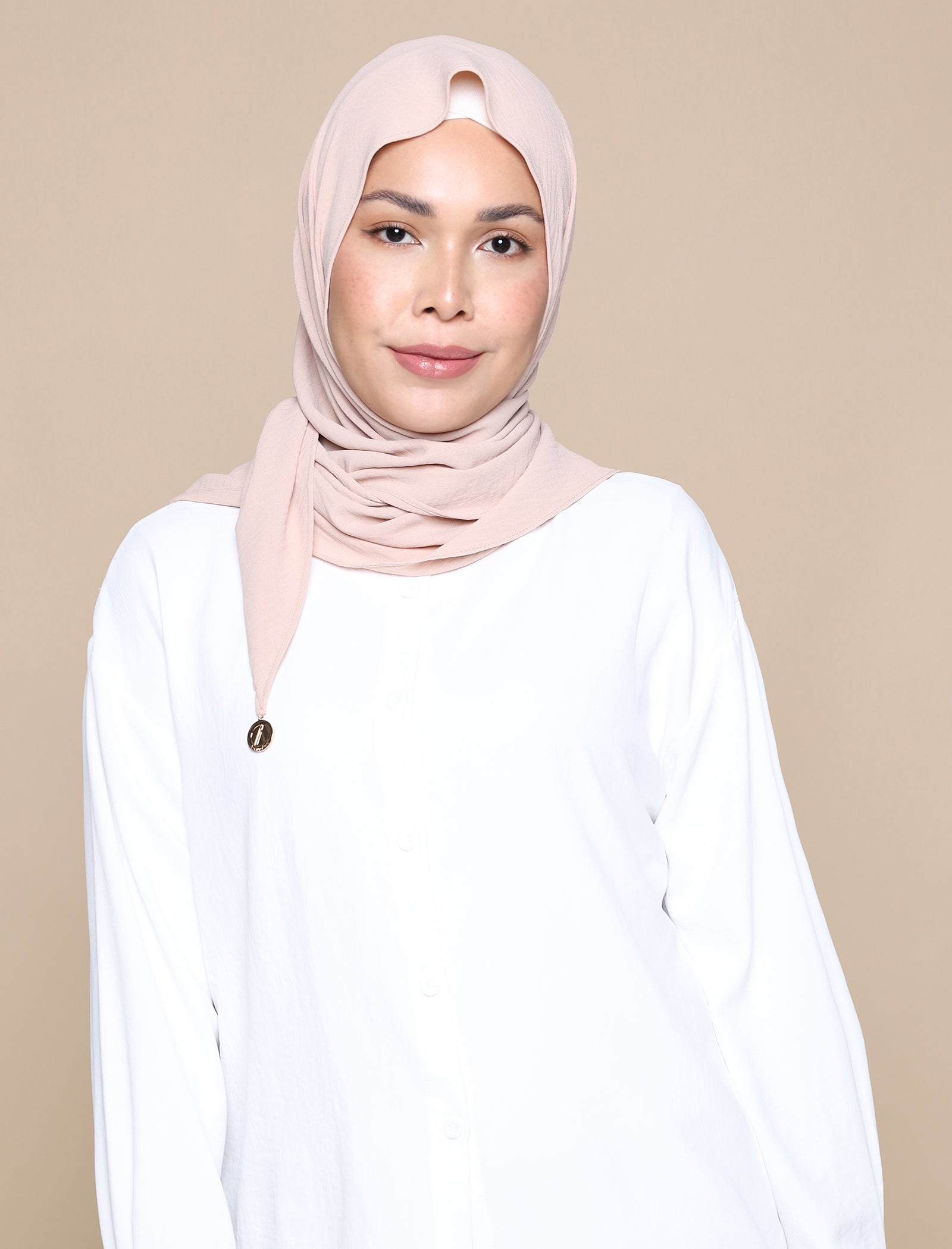 Soft Crepe Tri Scarf - Nude