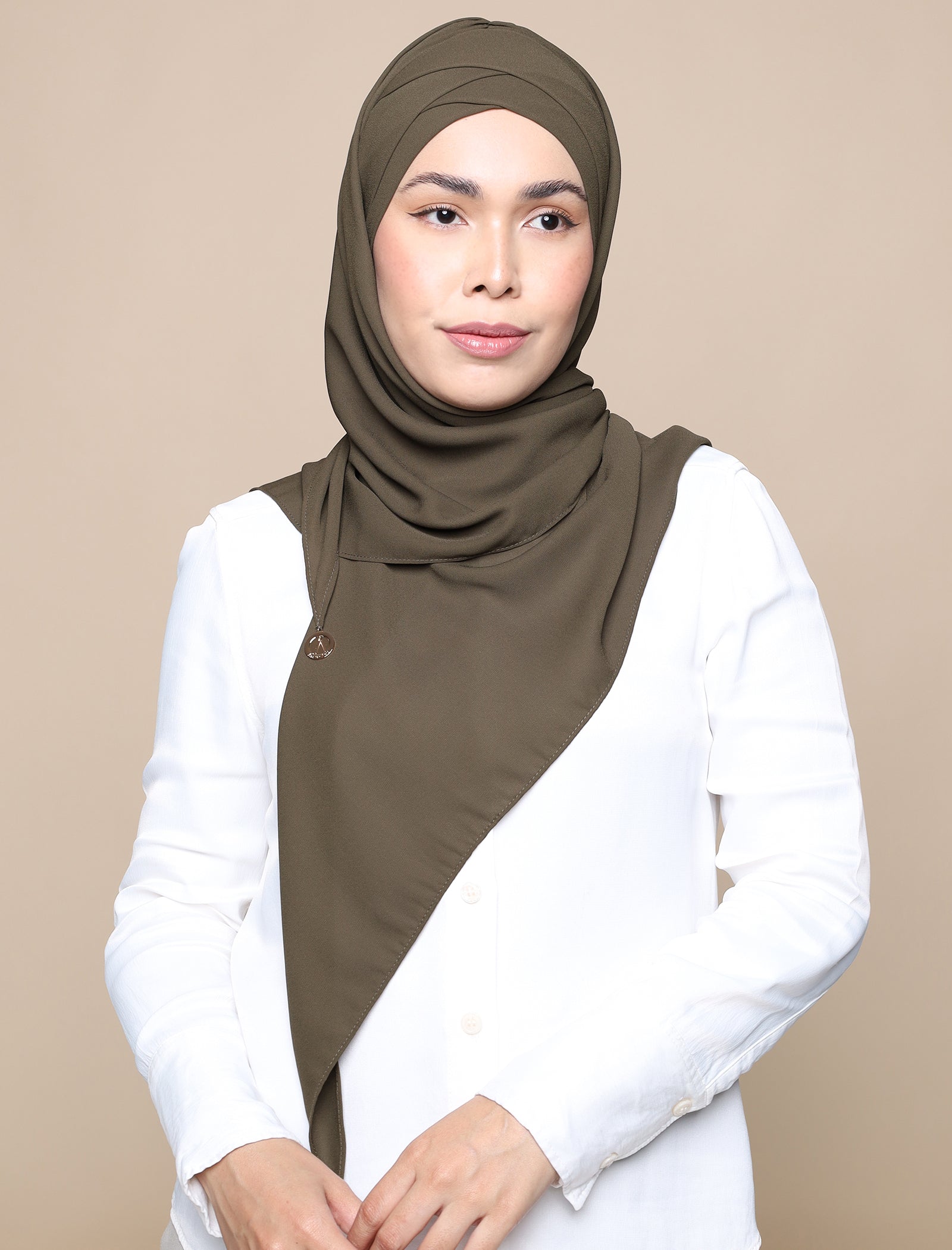 Korean Chiffon Tri Lux Turban - Olive Green