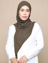 Korean Chiffon Tri Lux Turban - Olive Green