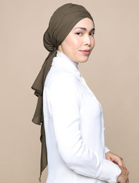 Korean Chiffon Tri Lux Turban - Olive Green