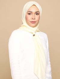 Herringbone Voile Square Scarf - Pale Yellow