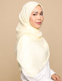 Herringbone Voile Square Scarf - Pale Yellow