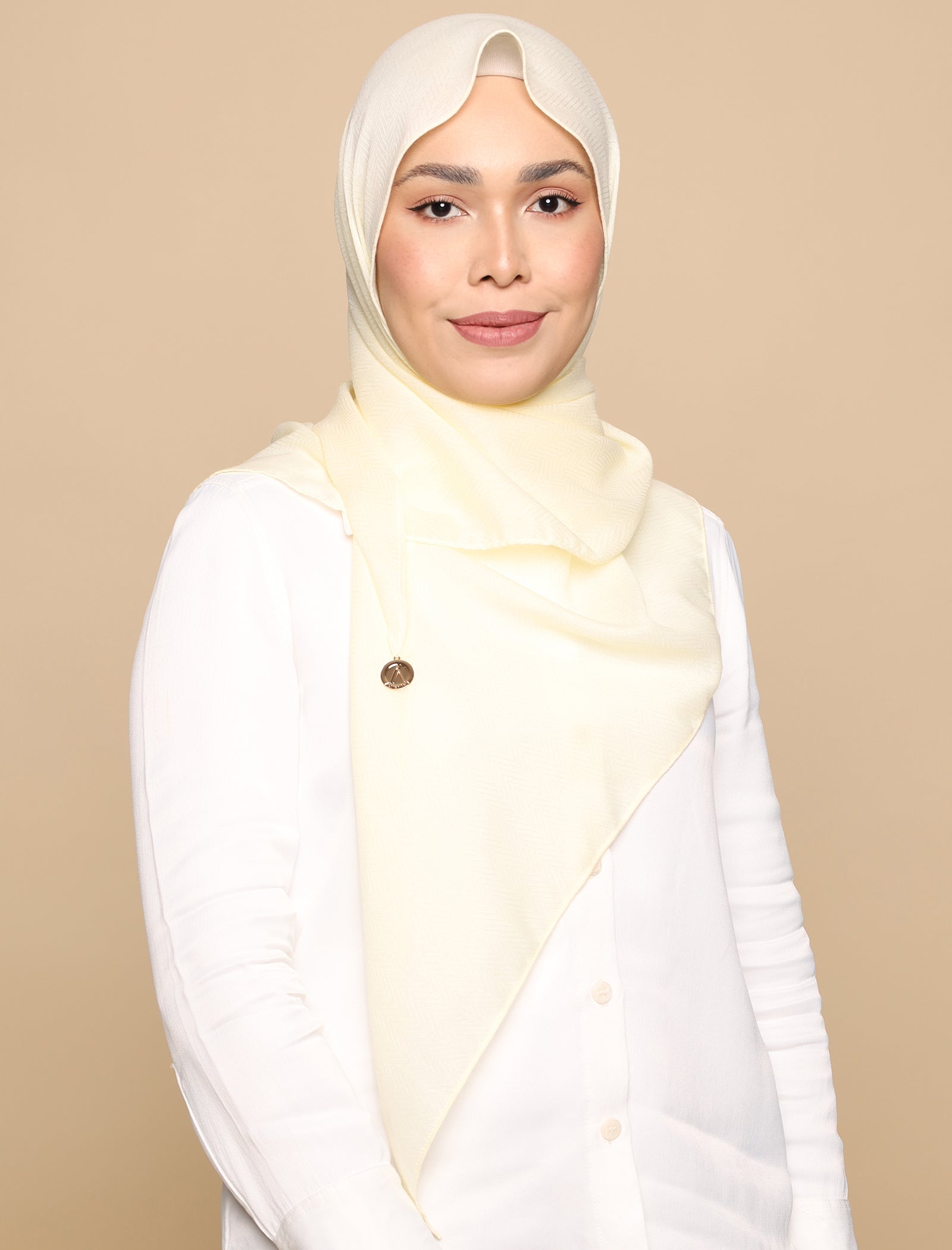 Herringbone Voile Tri Scarf - Pale Yellow