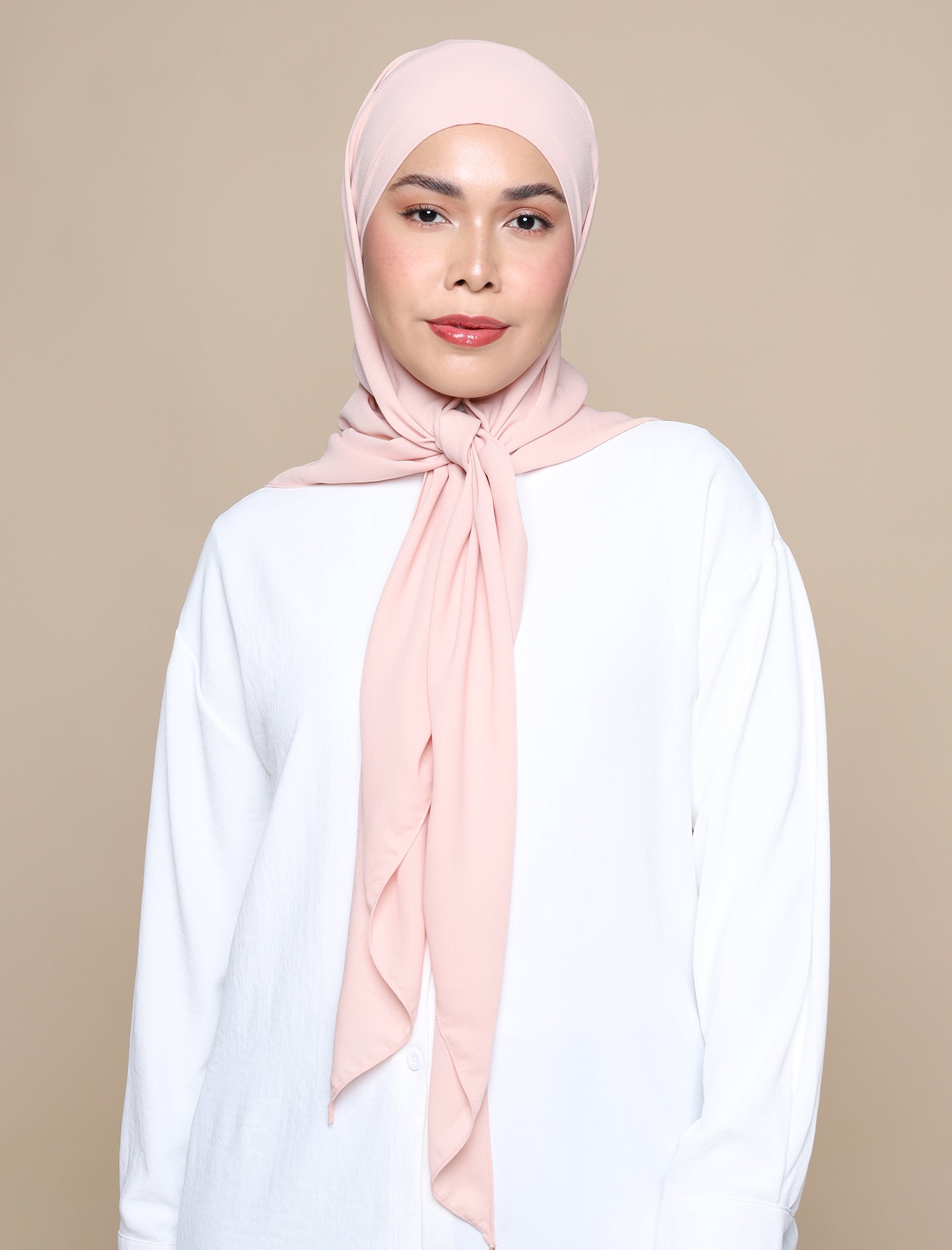 Korean Chiffon Tri Lux Square - Peach Pink