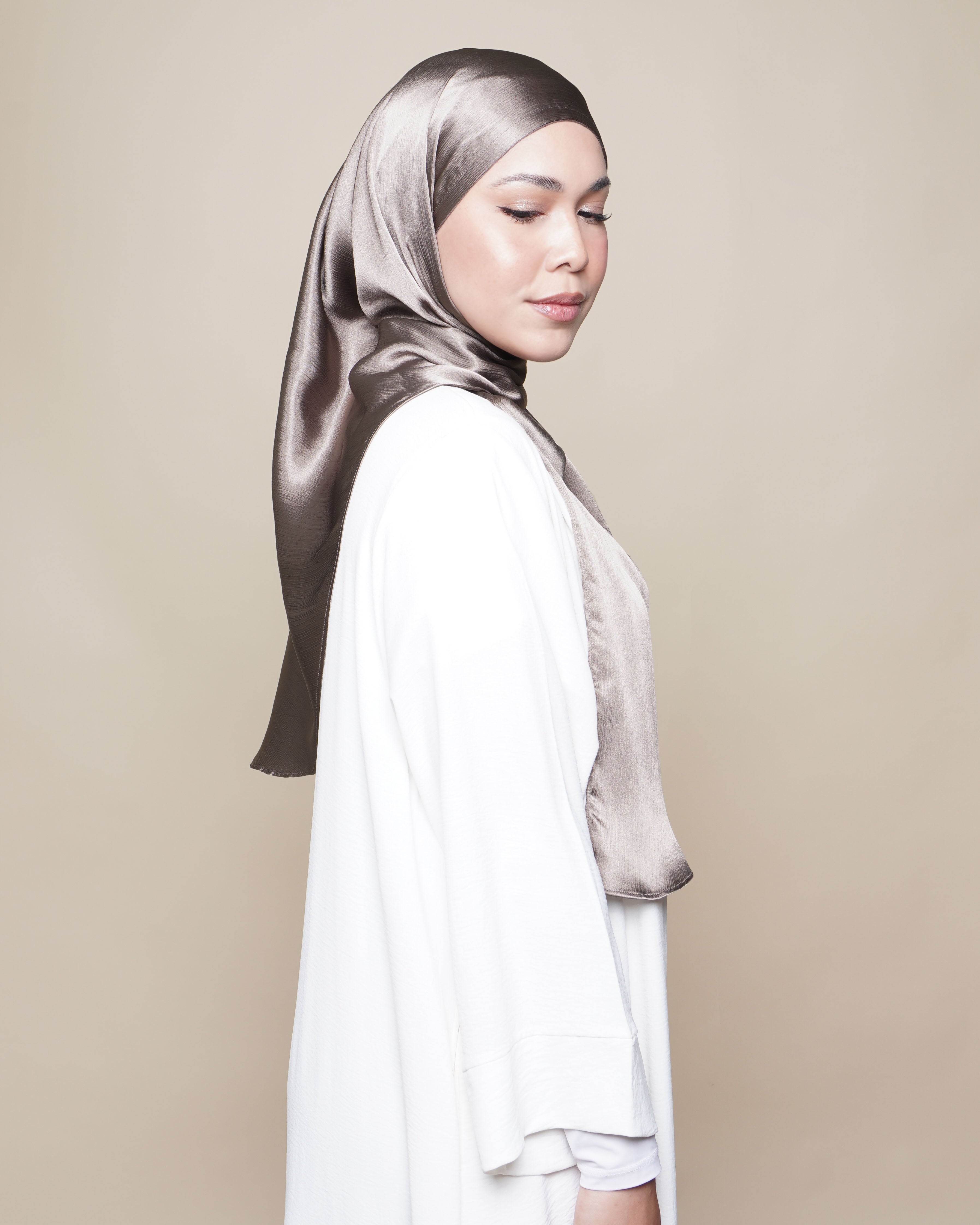 Jannah Crushed Satin Silk - Phantom Grey