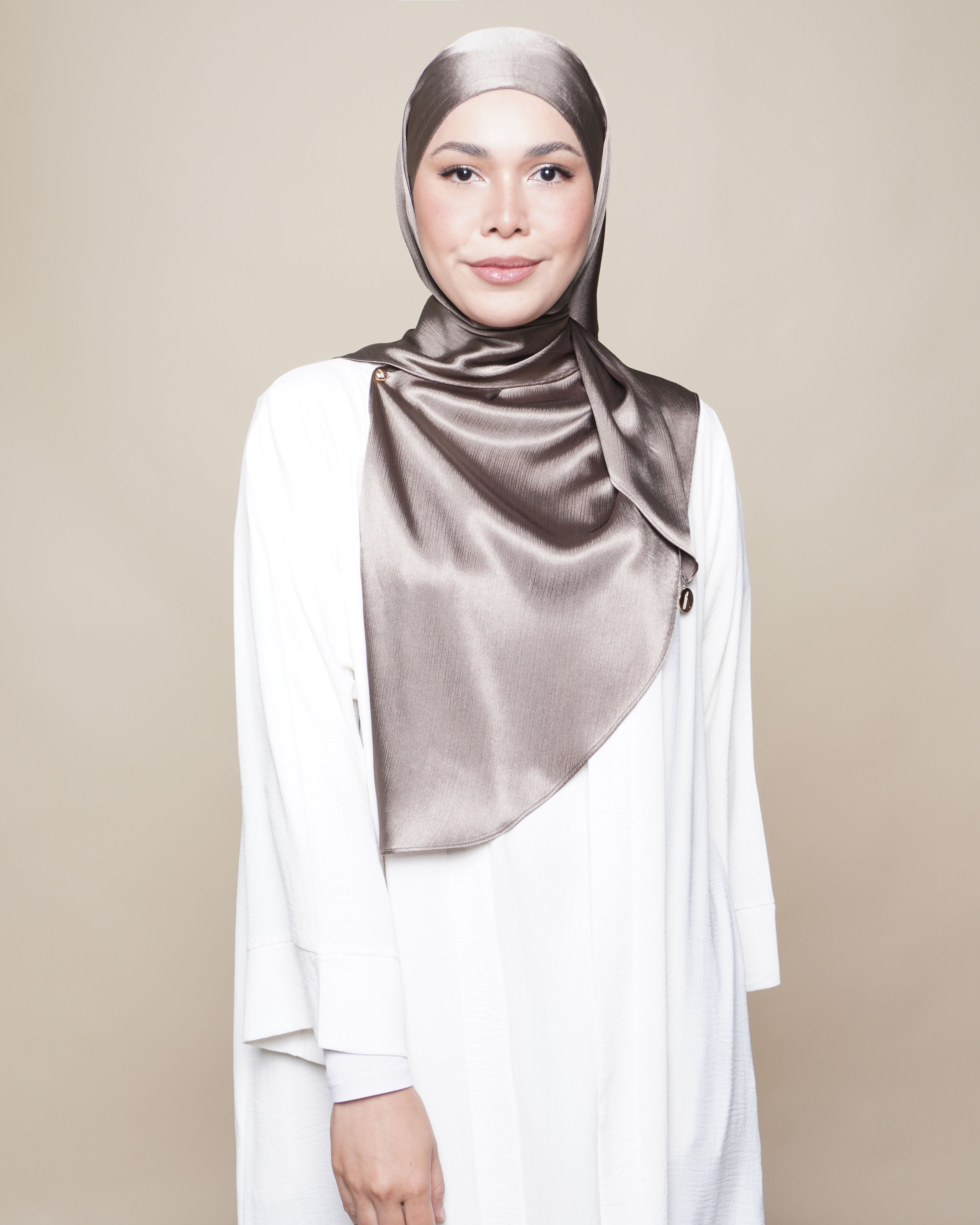 Jannah Crushed Satin Silk - Phantom Grey