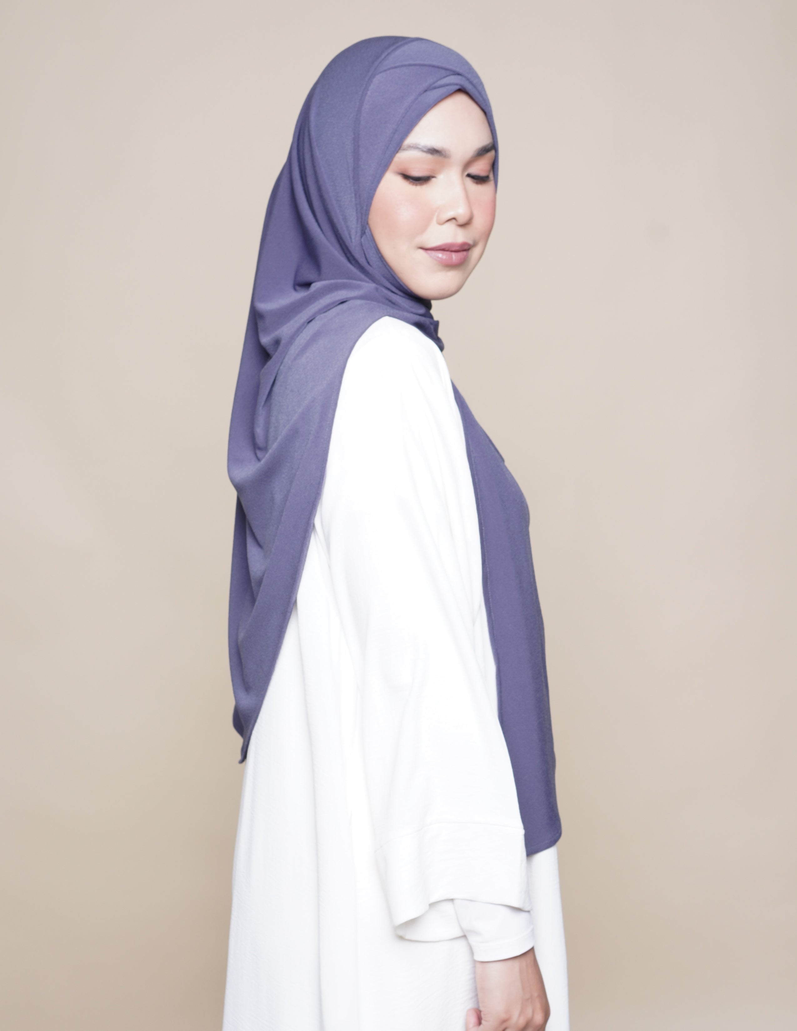 Sarah Turban Moss Crepe - Purple Smoke