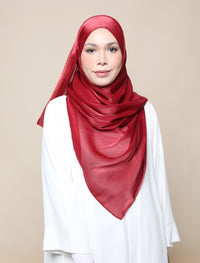 Shimmer Satin Shawl - Garnet Red