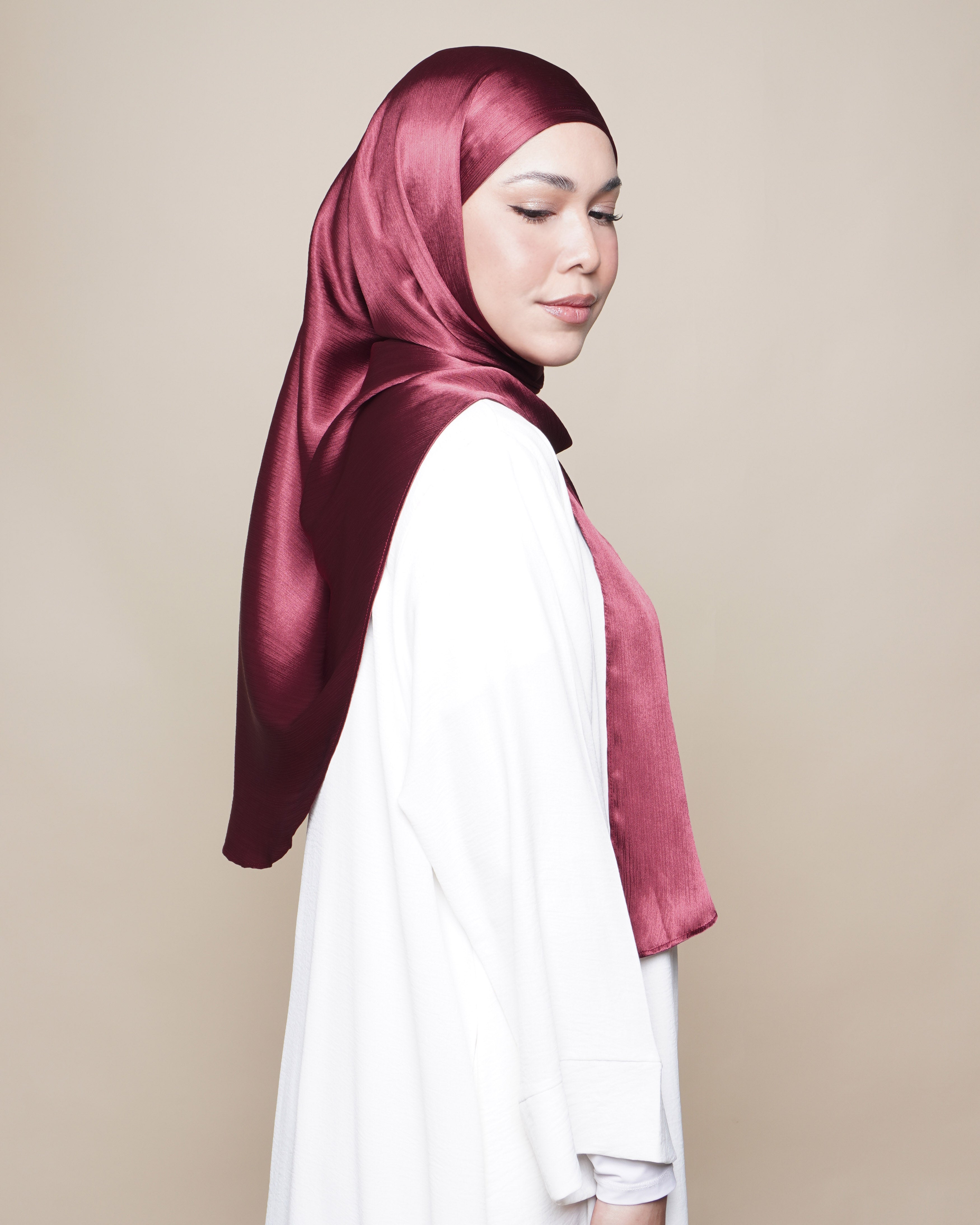Jannah Crushed Satin Silk - Rose