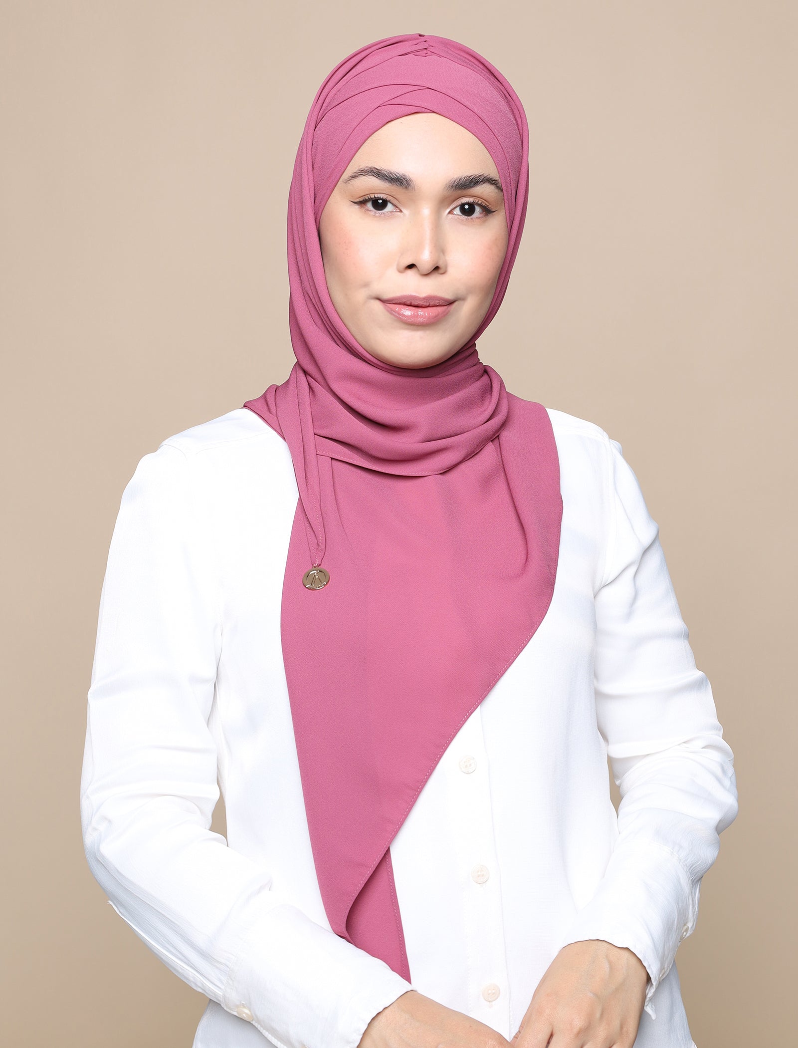 Korean Chiffon Tri Lux Turban - Rosewood