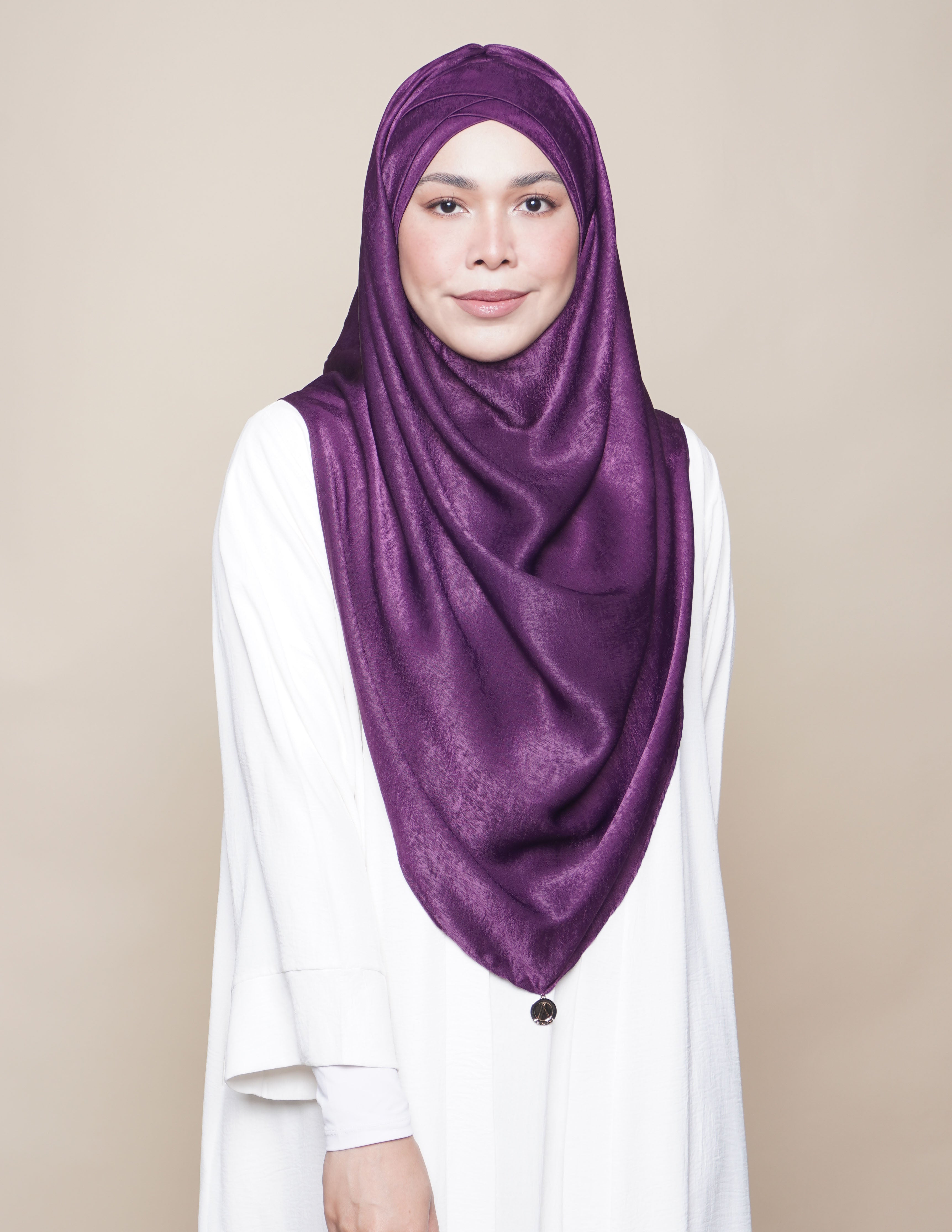 Khadijah Turban Satin Crepe - Royal Purple