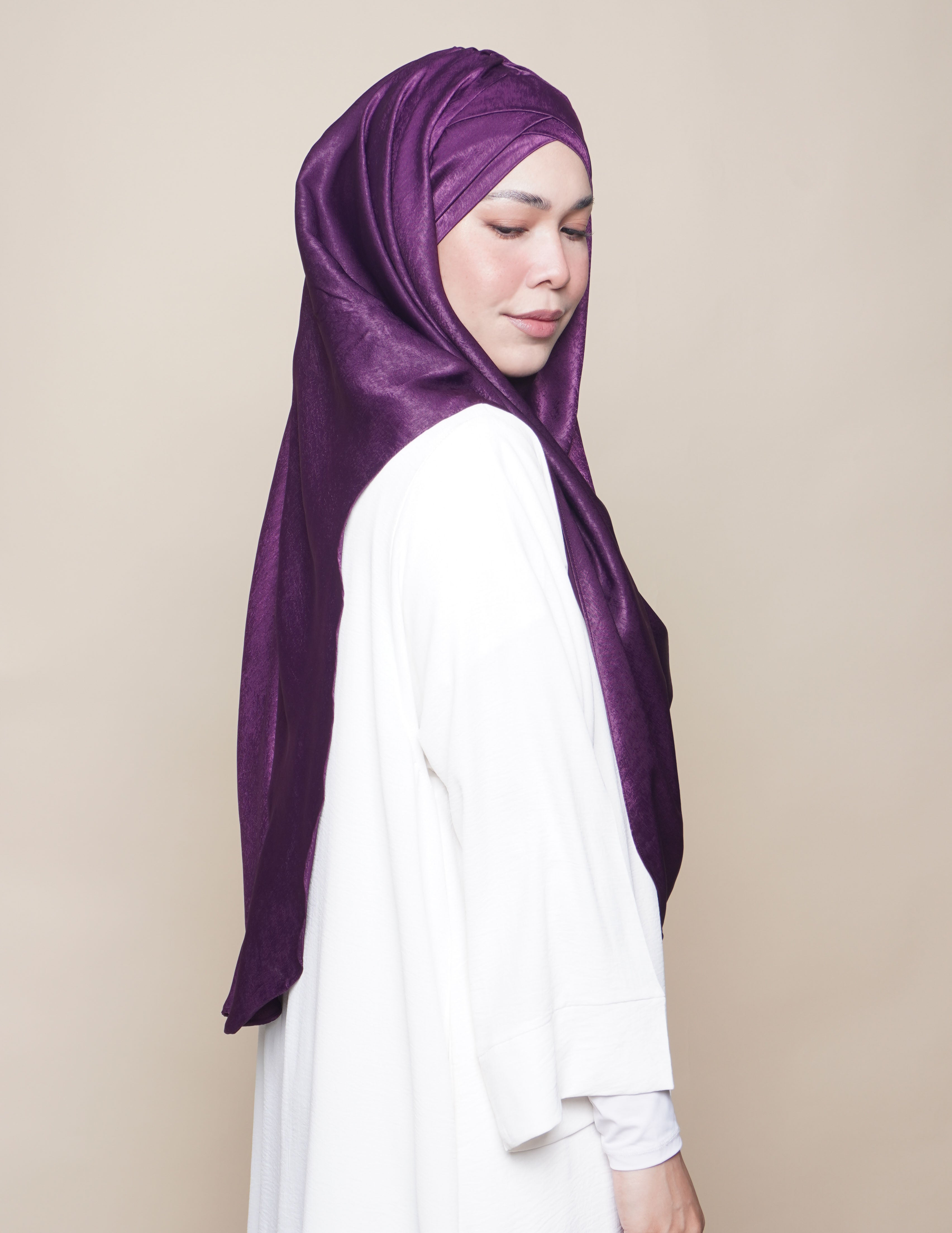 Khadijah Turban Satin Crepe - Royal Purple