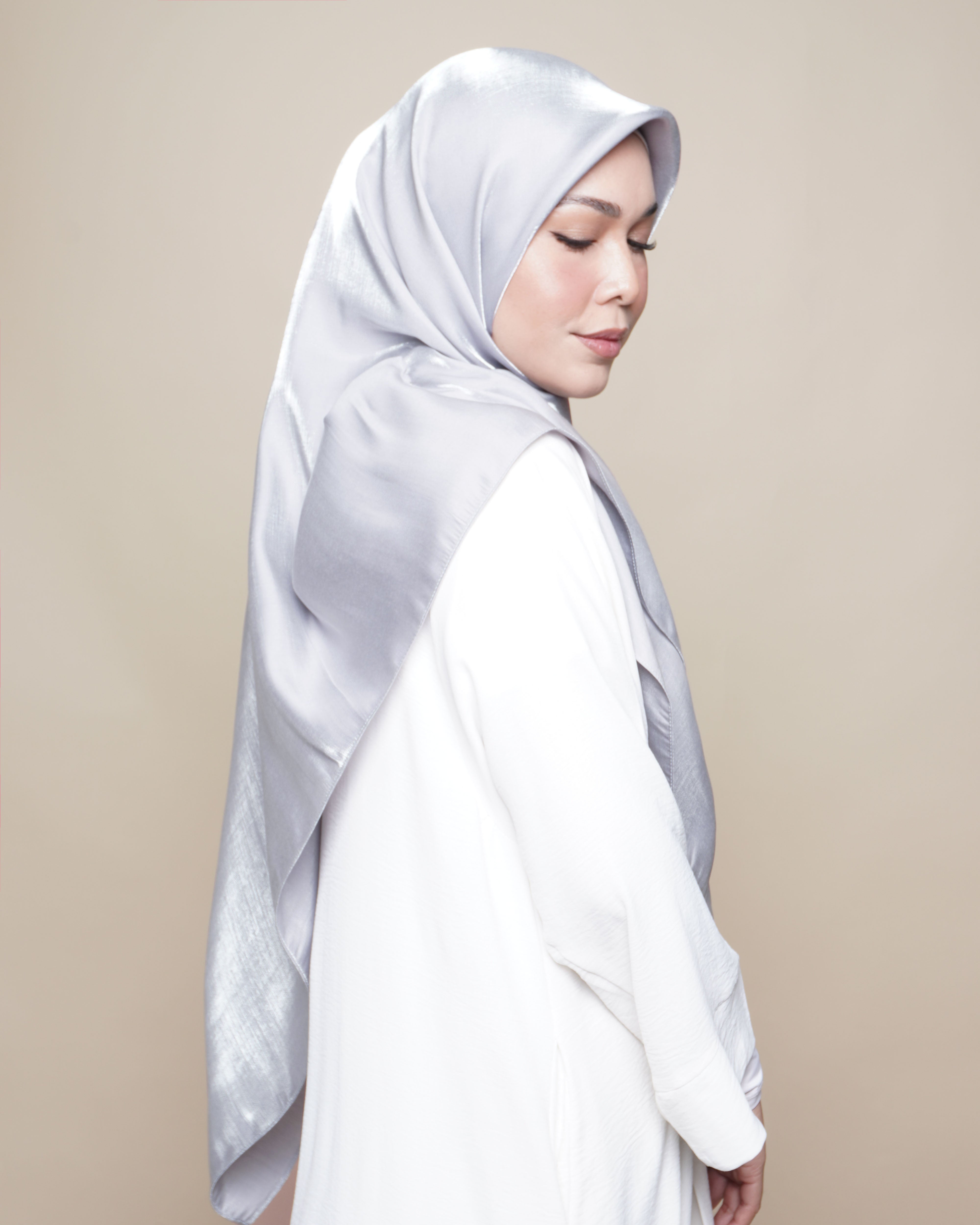 Glimmer Satin Square Scarf - Silver