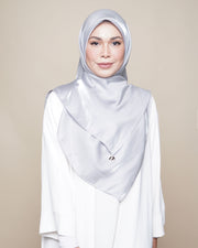 Glimmer Satin Square Scarf - Silver