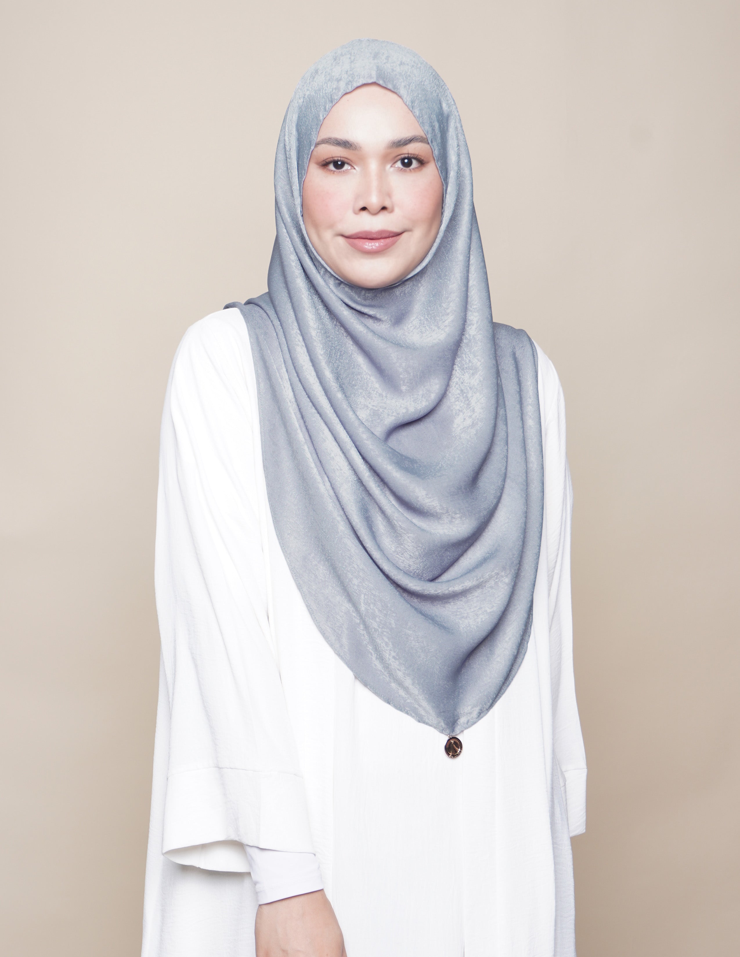 Khadijah Satin Crepe - Silver Blue