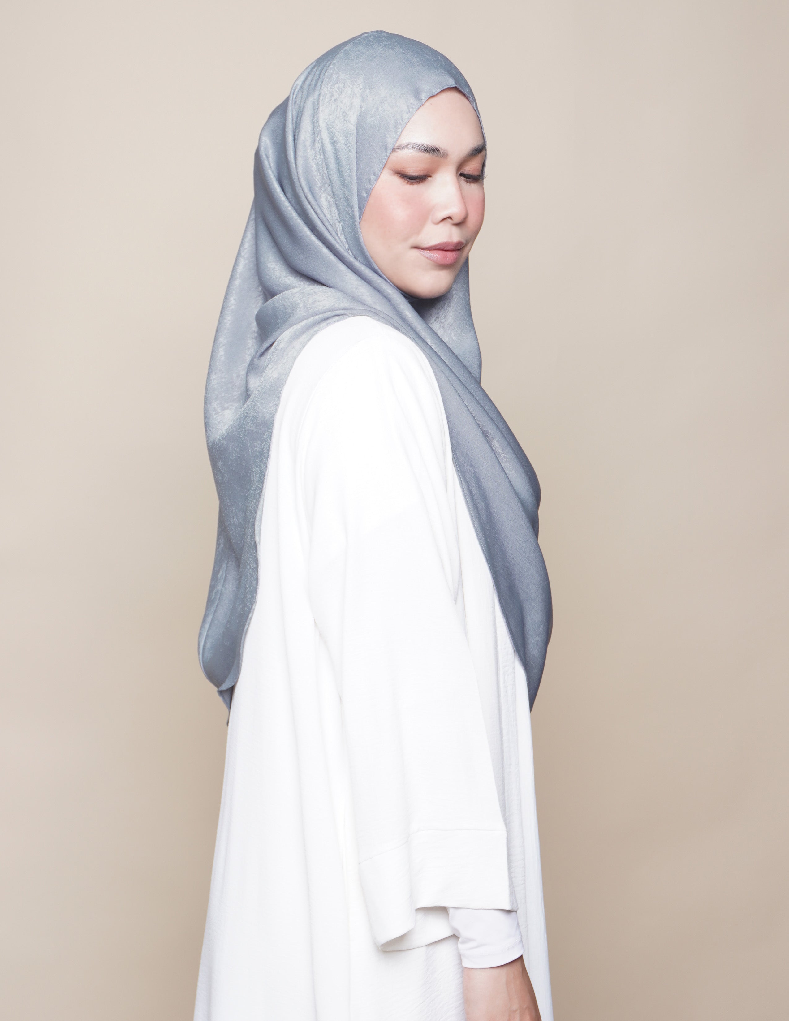 Khadijah Satin Crepe - Silver Blue