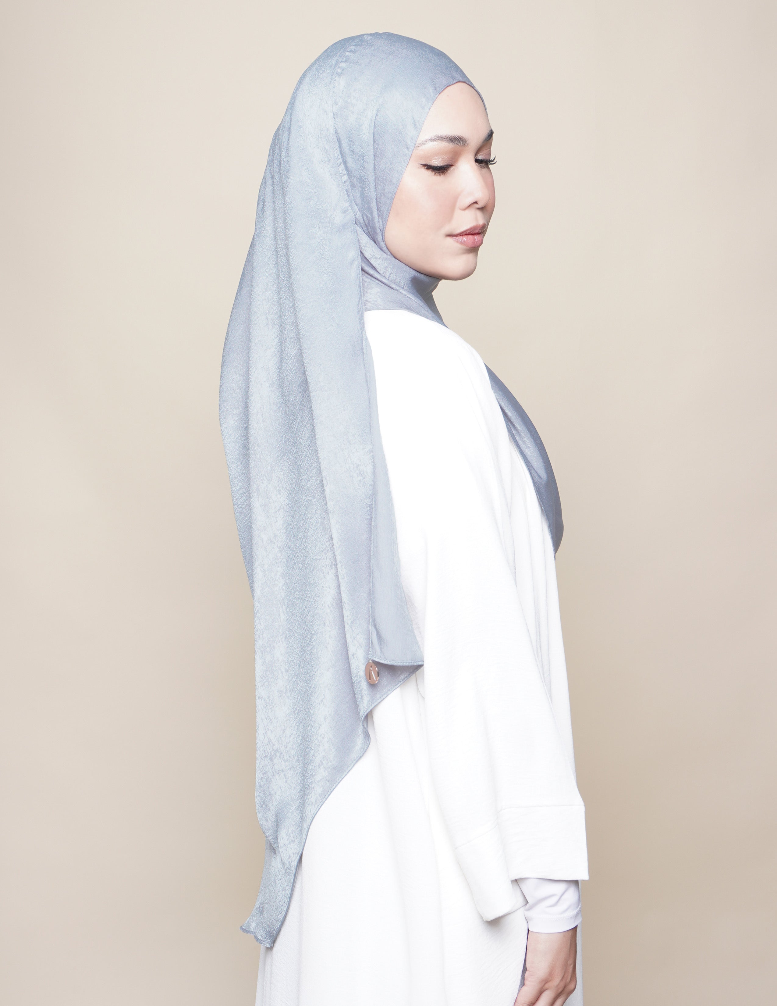 Raudhah Satin Crepe - Silver Blue