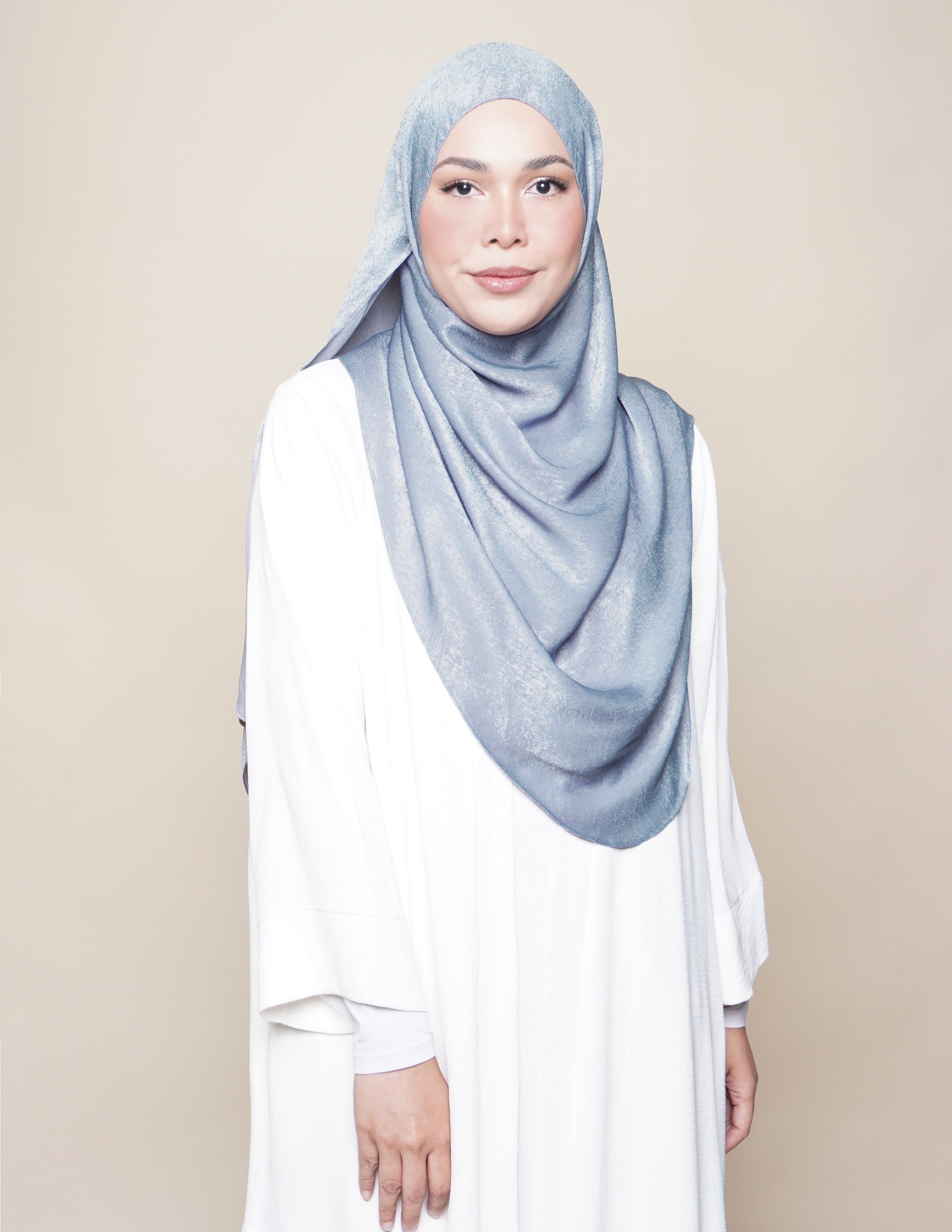 Raudhah Satin Crepe - Silver Blue