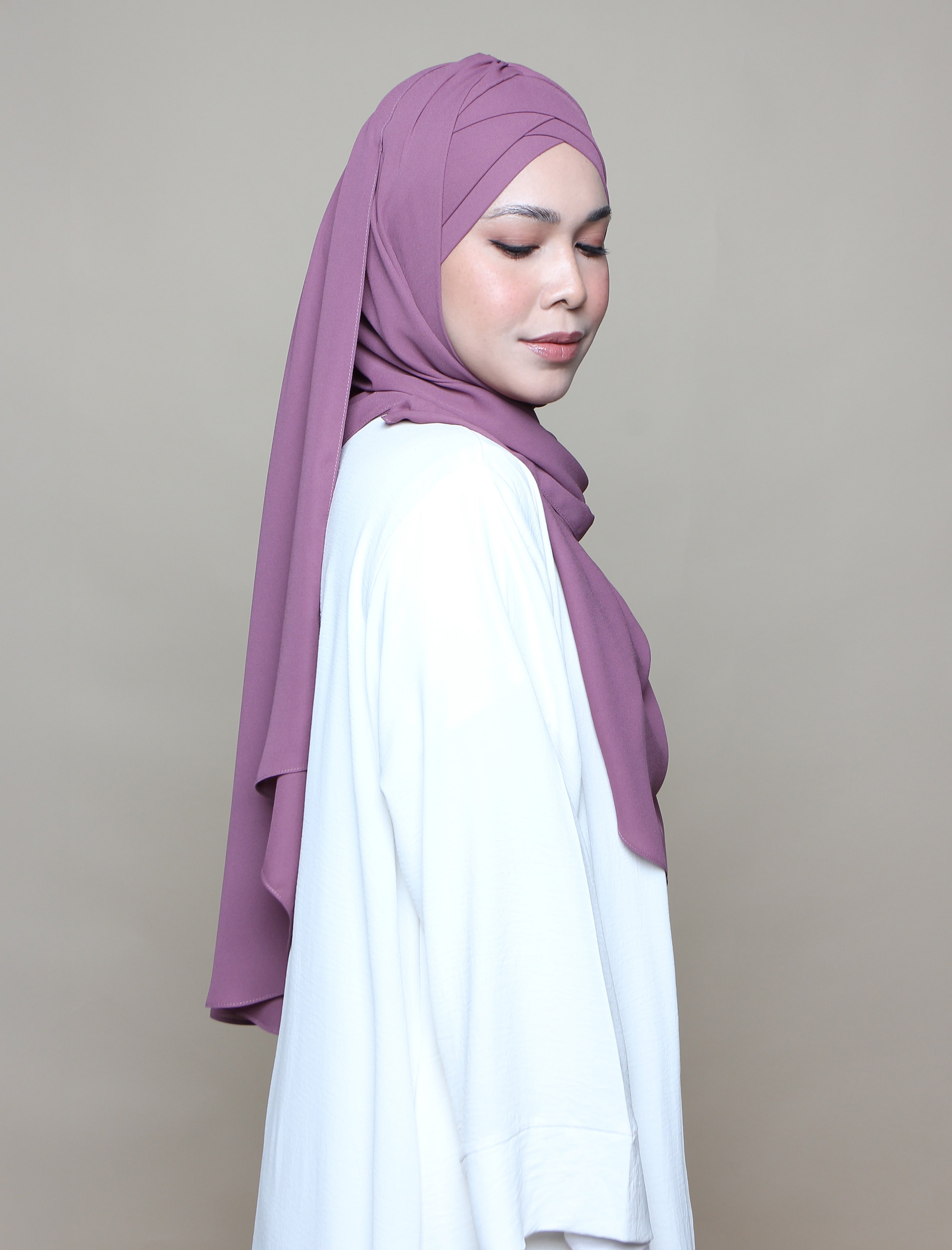 Soft Chiffon Lux Turban Shawl - Soft Plum