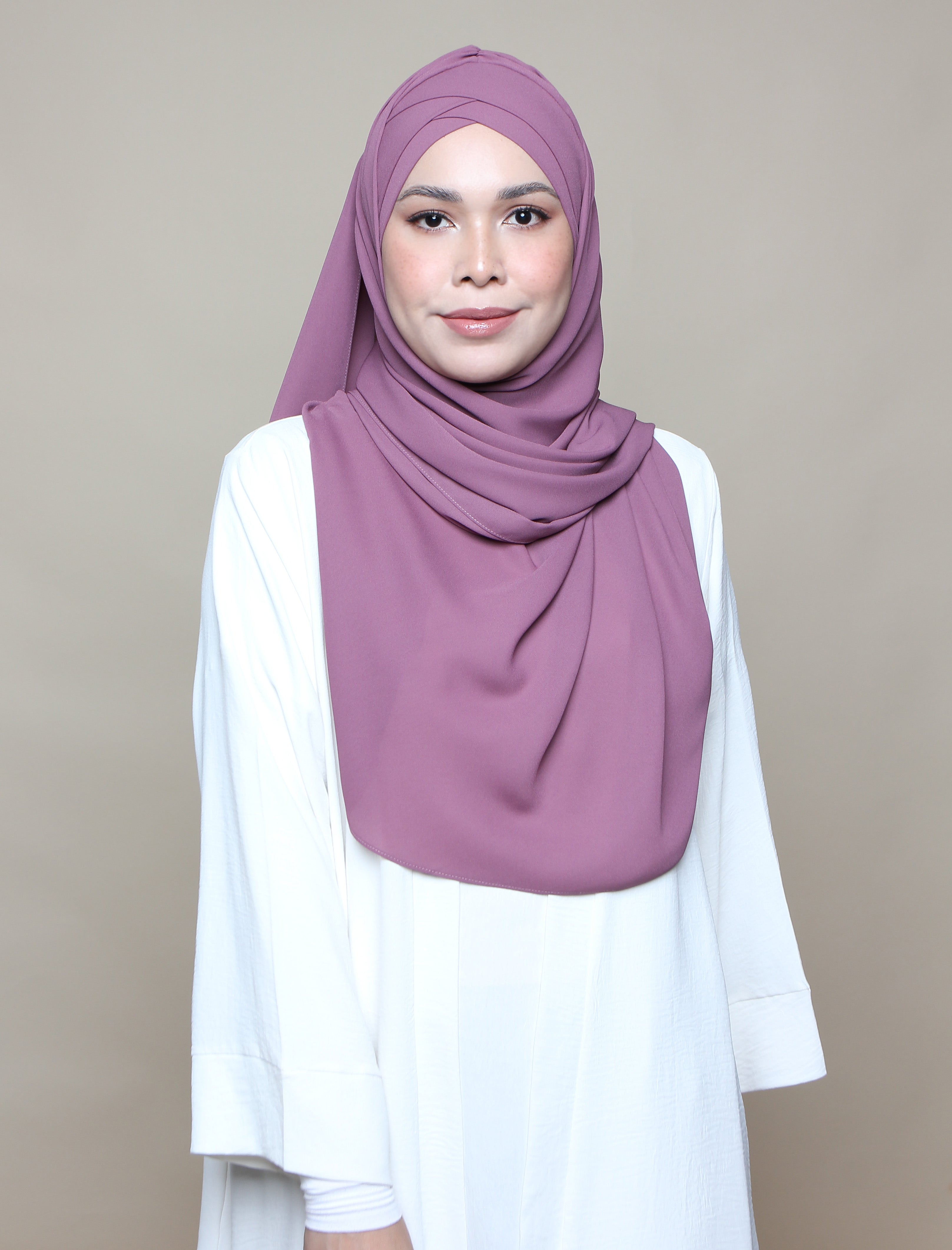 Soft Chiffon Lux Turban Shawl - Soft Plum