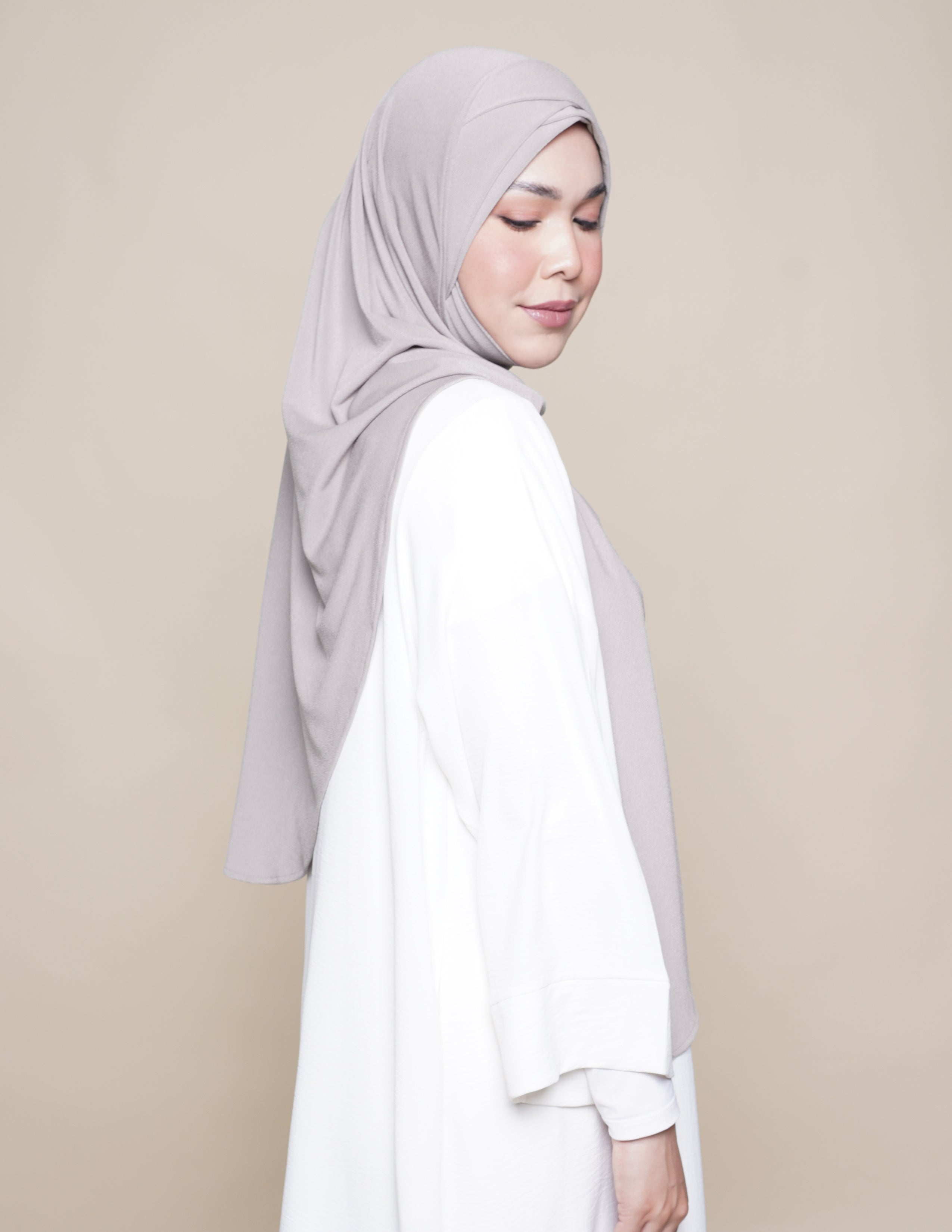 Sarah Turban Moss Crepe - Stone