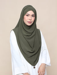 Khadijah Turban Chiffon Crinkle - Army Green